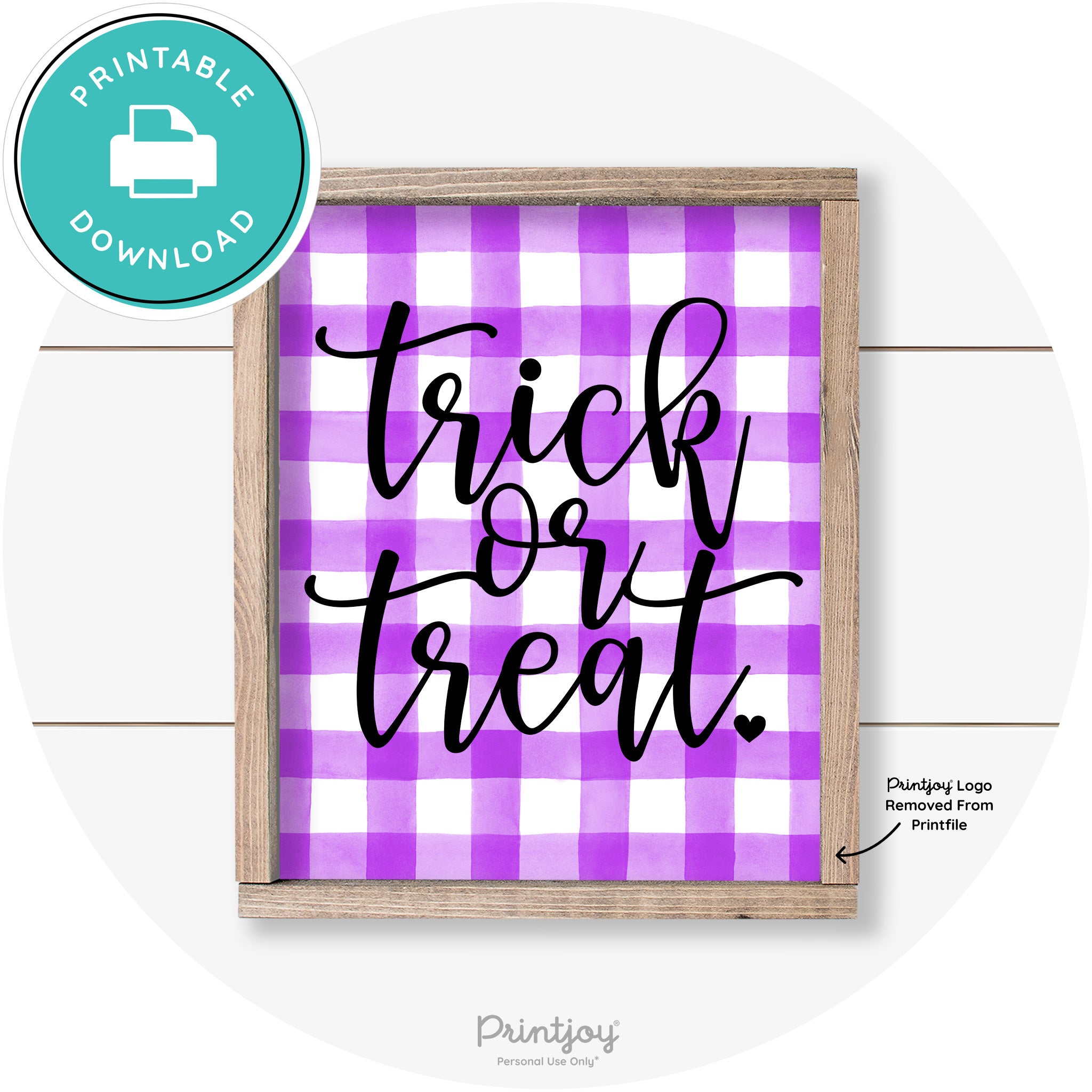 Halloween Cute Trick Or Treat Heart Farmhouse Wall Art Free Printable