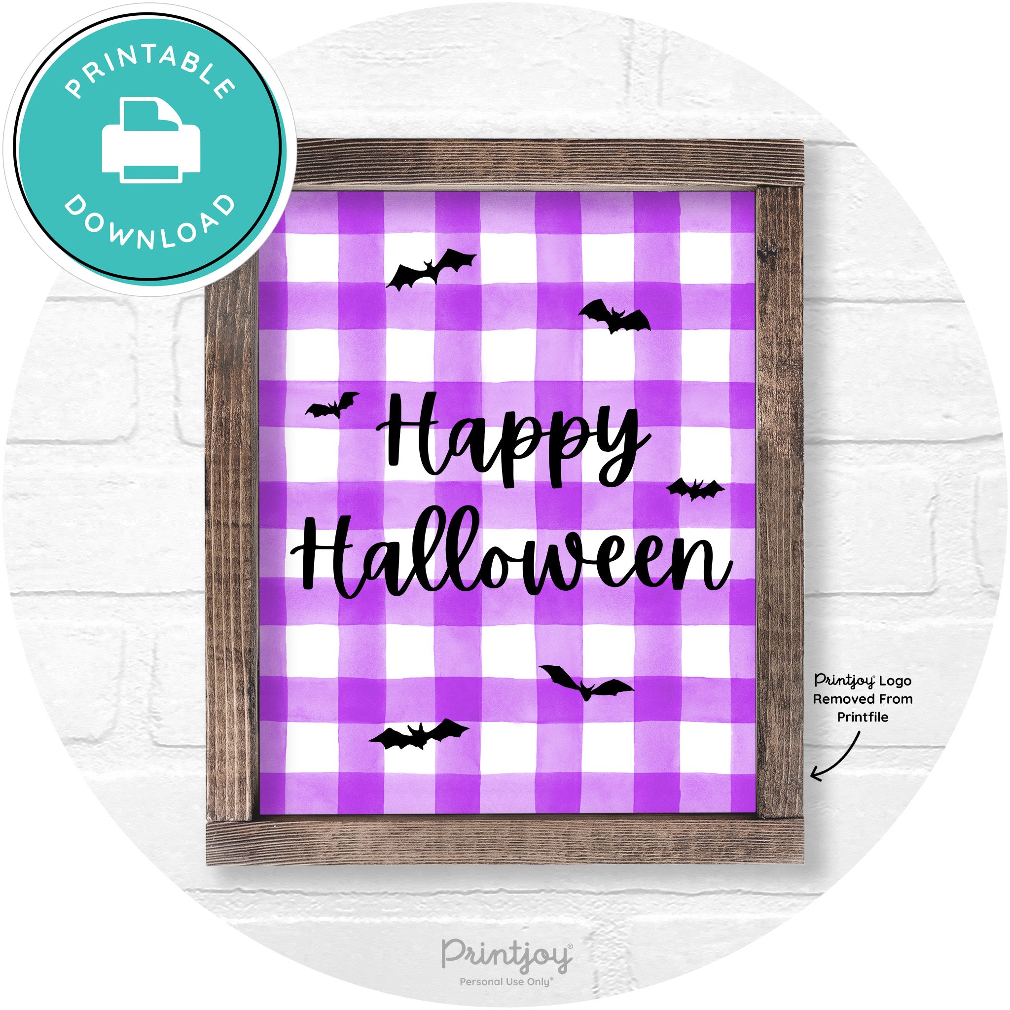 Happy Halloween Bats Rustic Farmhouse Wall Art Printable