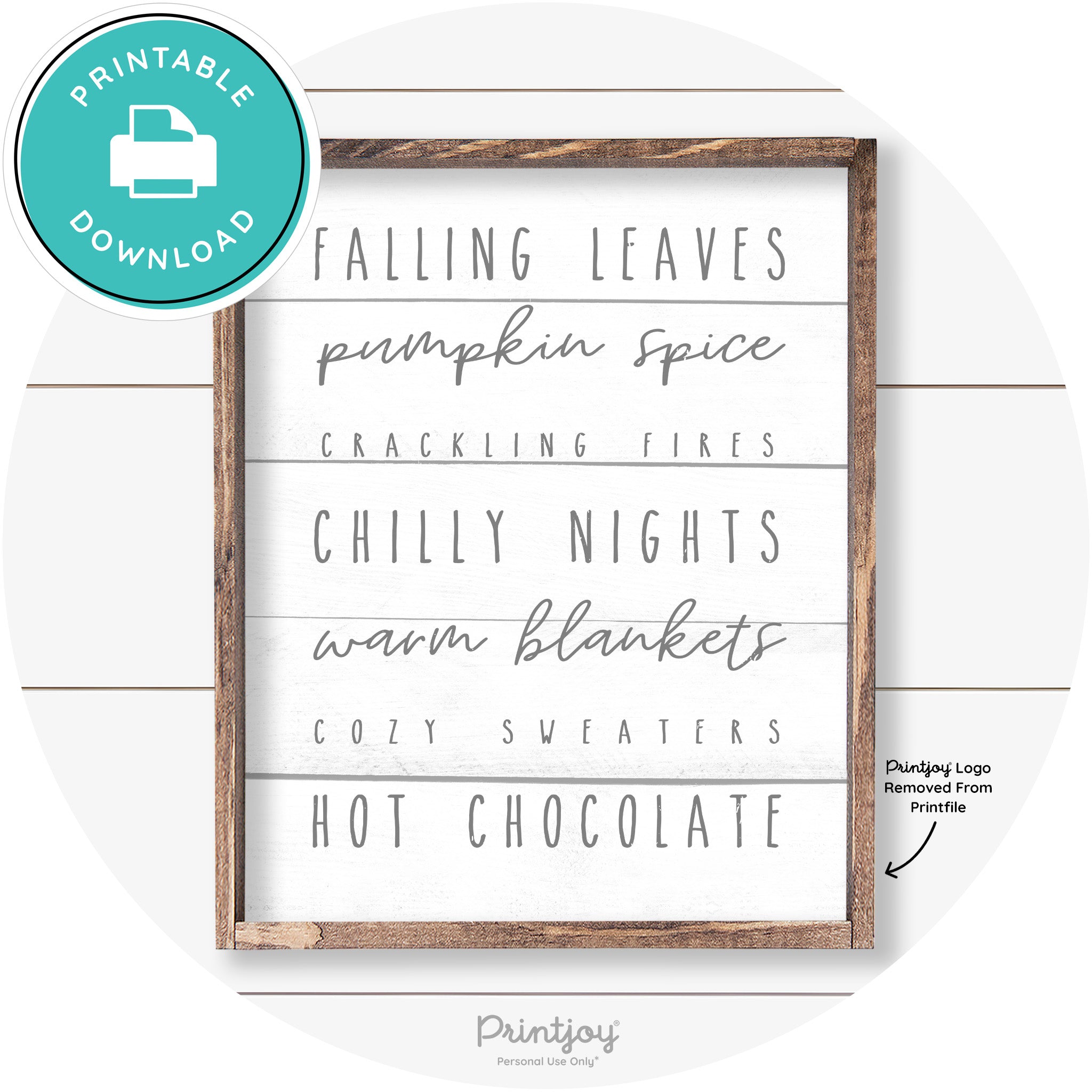 Fall Favorite Things Cute Farmhouse Autumn Wall Art Free Printable - Printjoy
