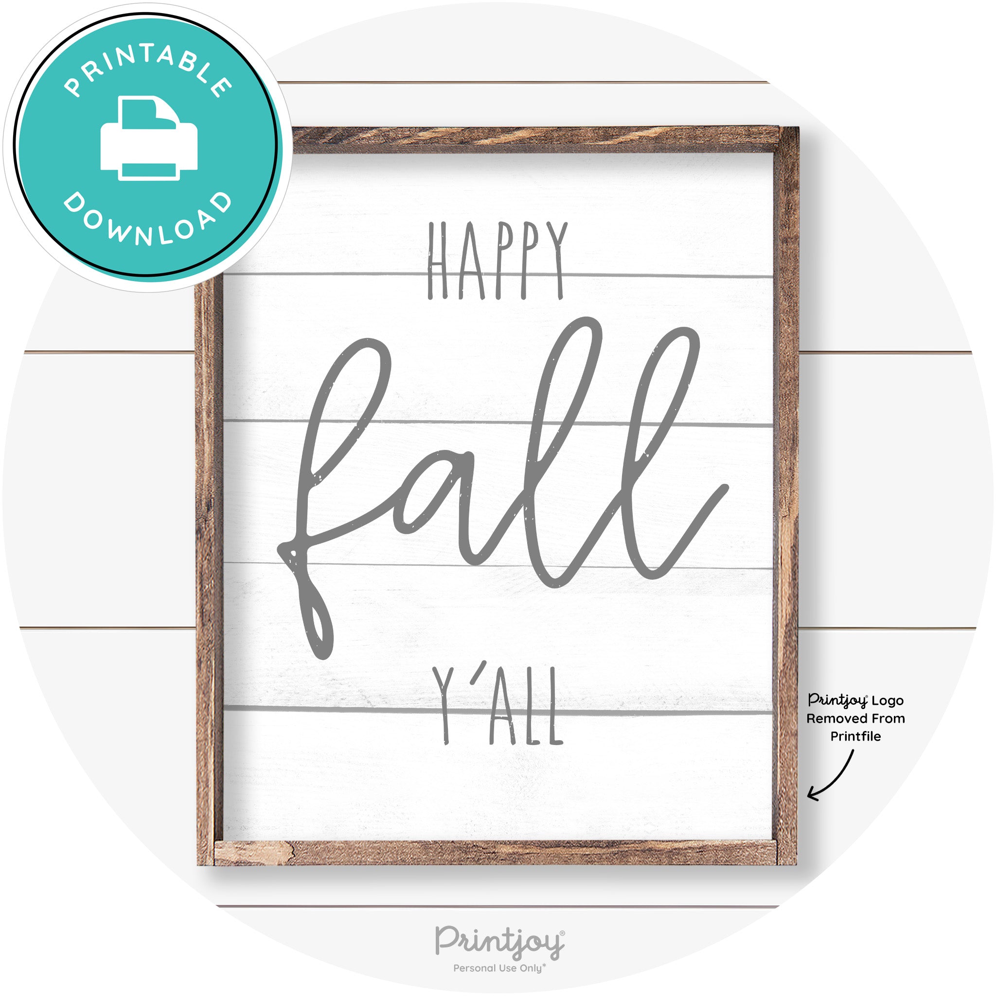 Happy Fall Y'all Cute Farmhouse Autumn Wall Art Decor Free Printable - Printjoy