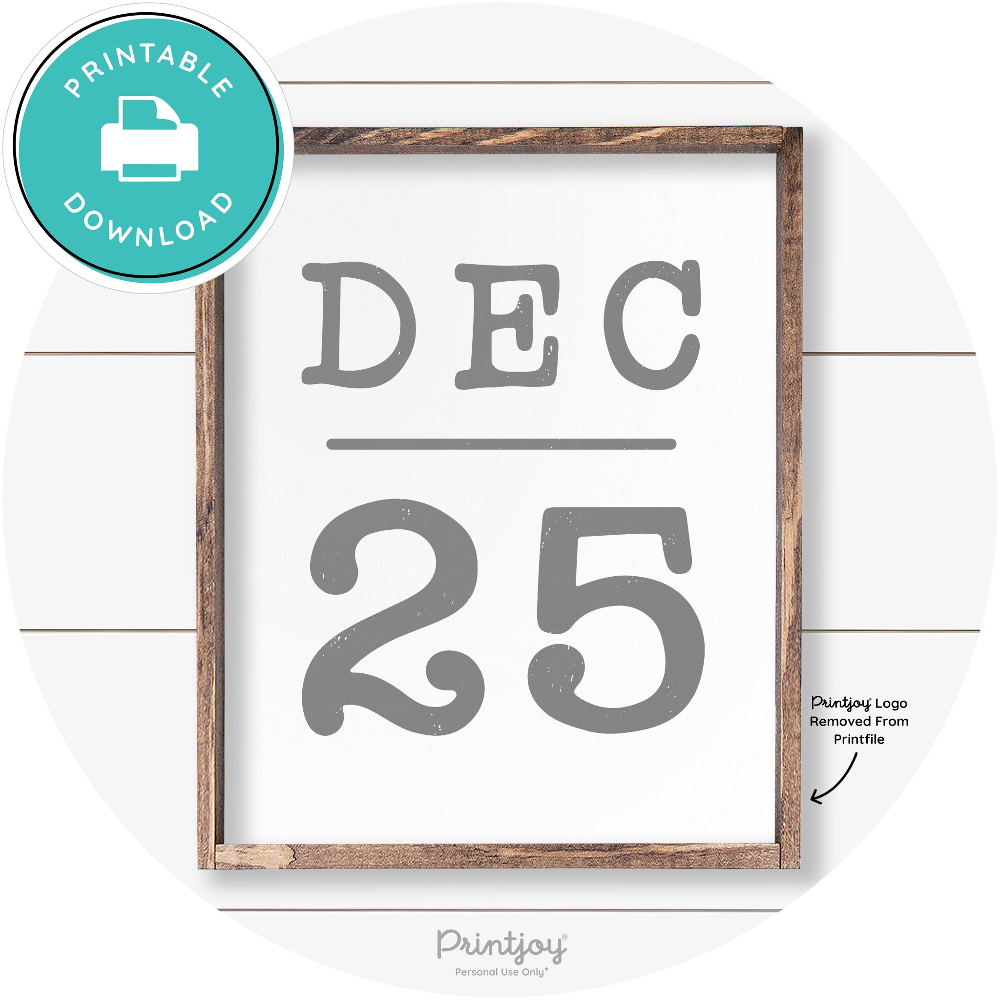 Dec 25 Christmas Rustic Farmhouse Wall Art Decor Free Printable
