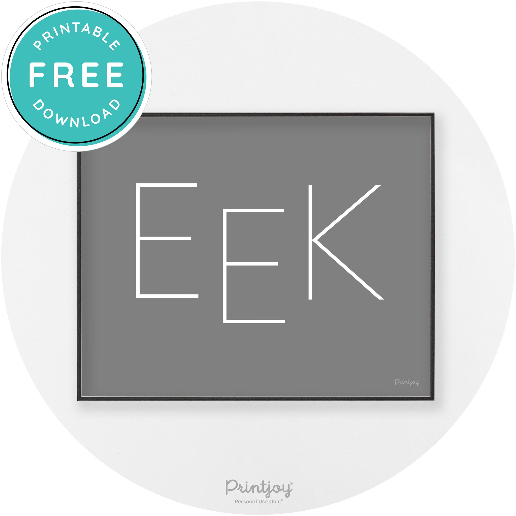 Eek Halloween Modern Chic Lettering Wall Art Decor Free Printable