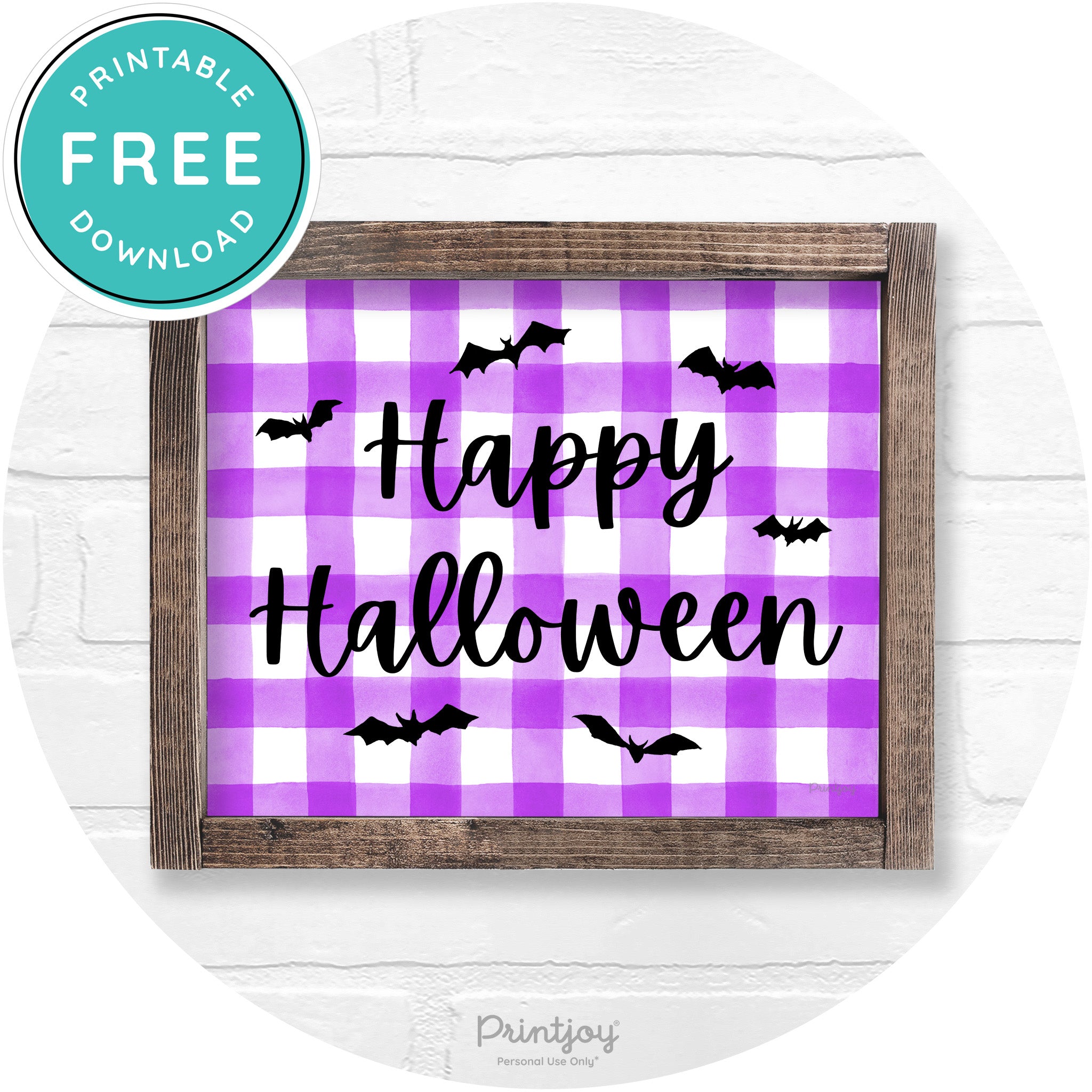 Happy Halloween Bats Rustic Farmhouse Wall Art Printable