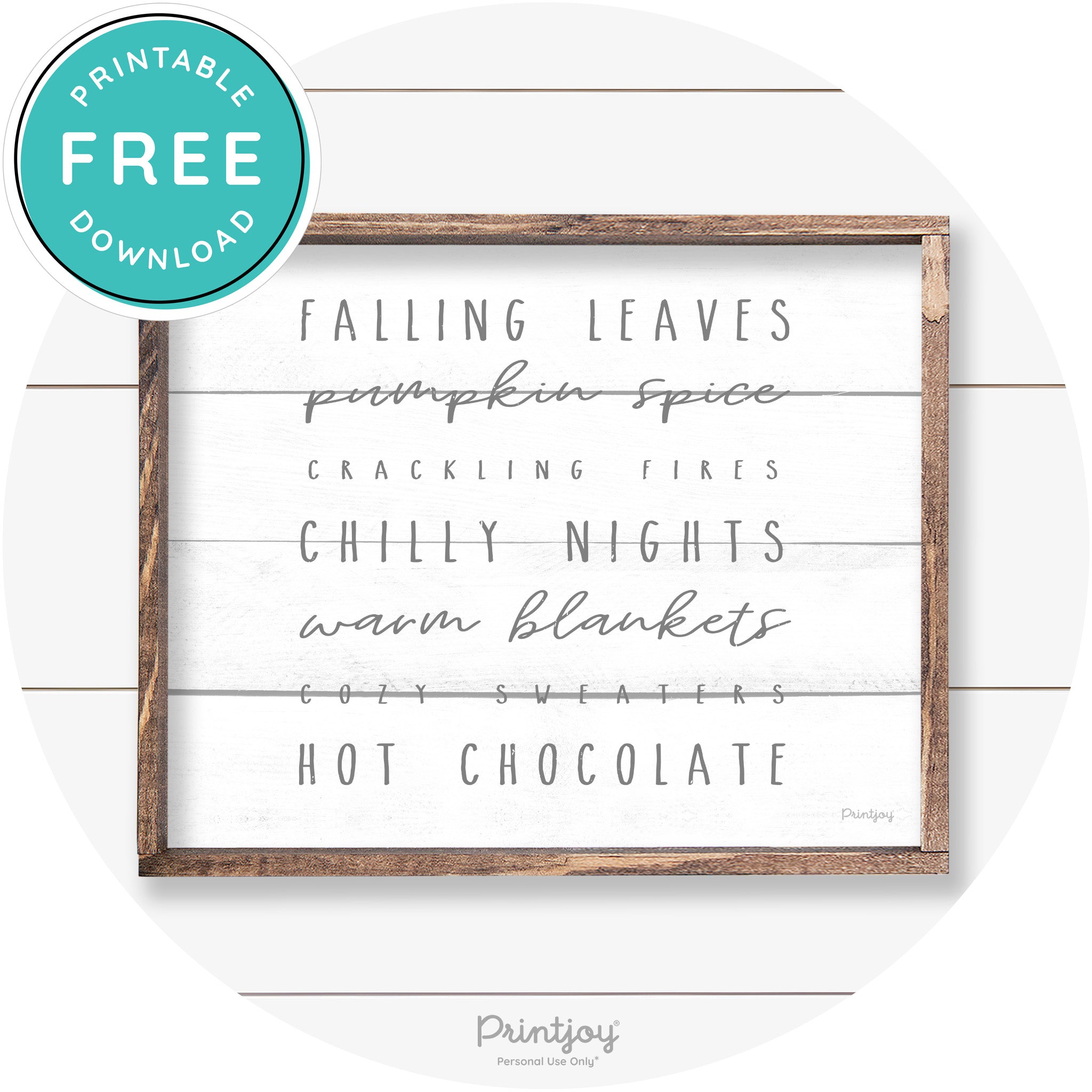 Fall Favorite Things Cute Farmhouse Autumn Wall Art Free Printable - Printjoy