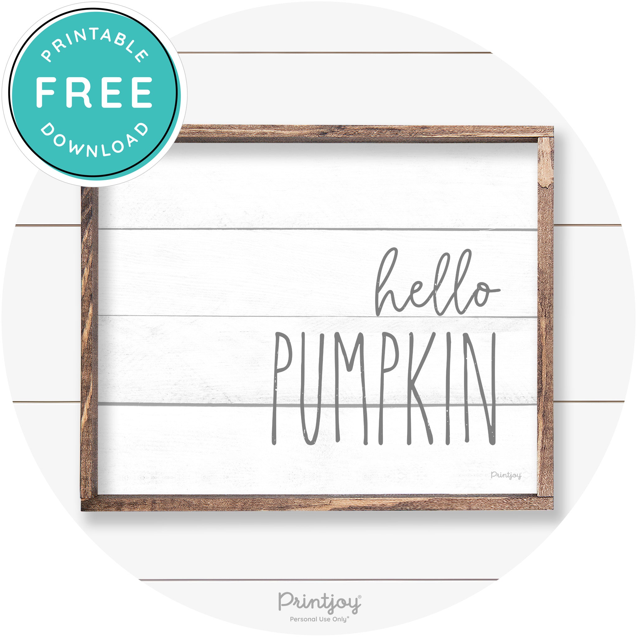 Hello Pumpkin Cute Fun Simple Farmhouse Wall Art Free Printable - Printjoy