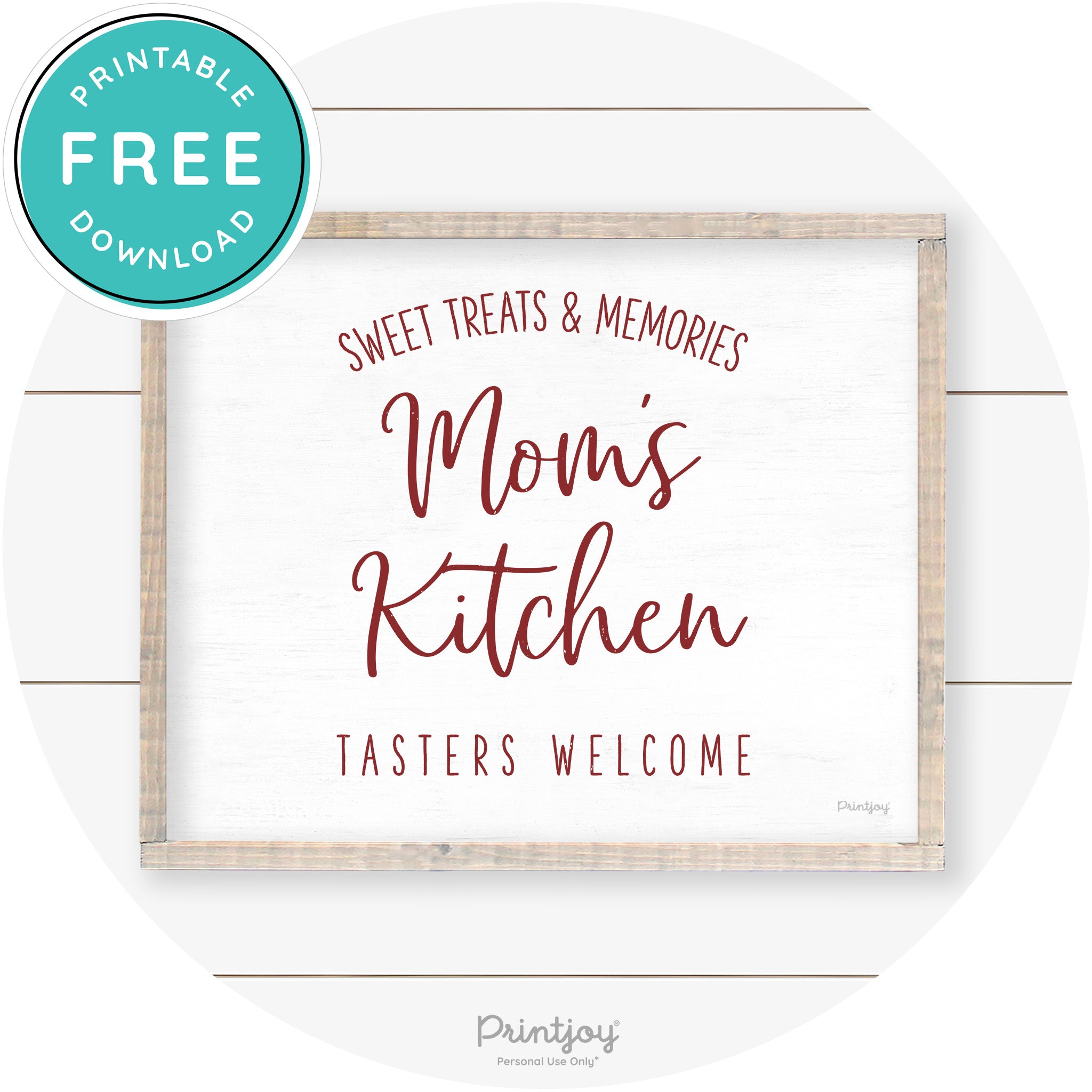 Mom's Kitchen Tasters Welcome Farmhouse Wall Art Free Printable