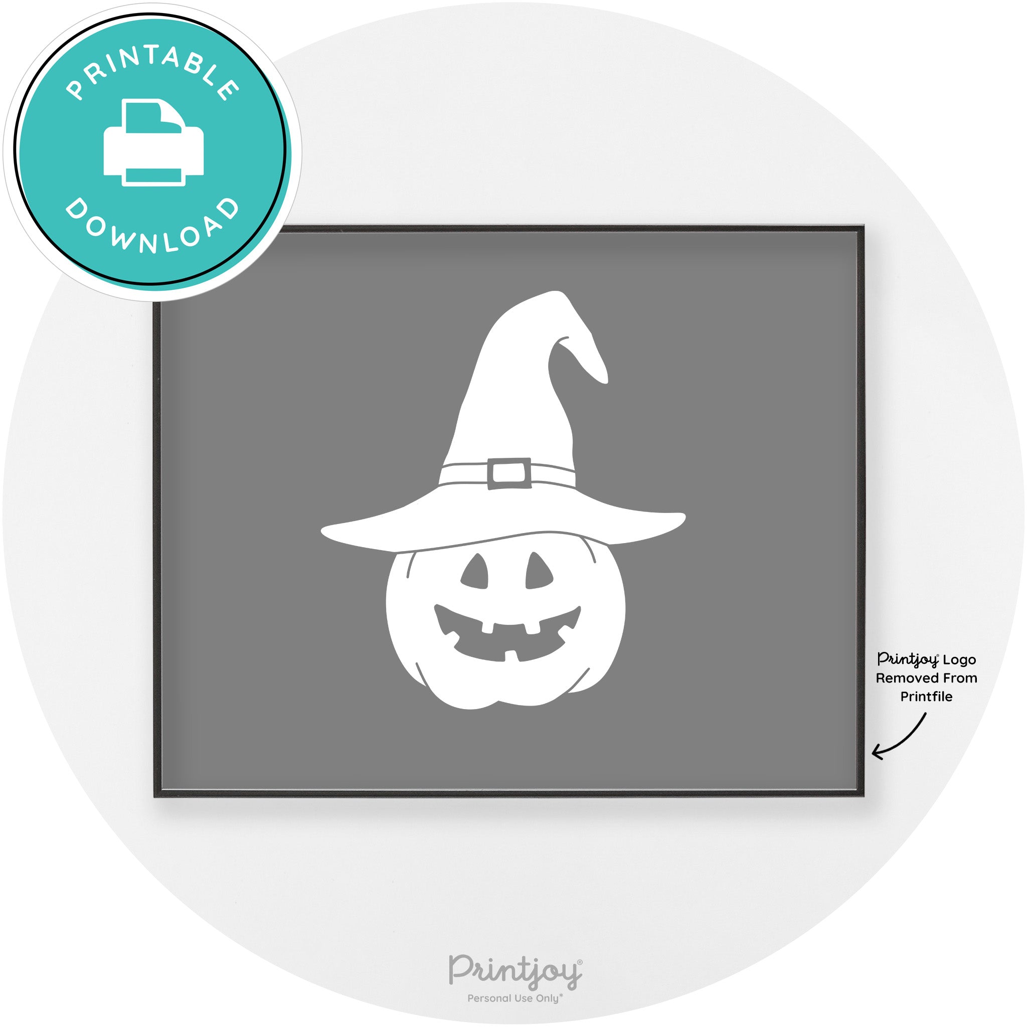 Halloween Cute Witch Jack O Lantern Chic Wall Art Printable