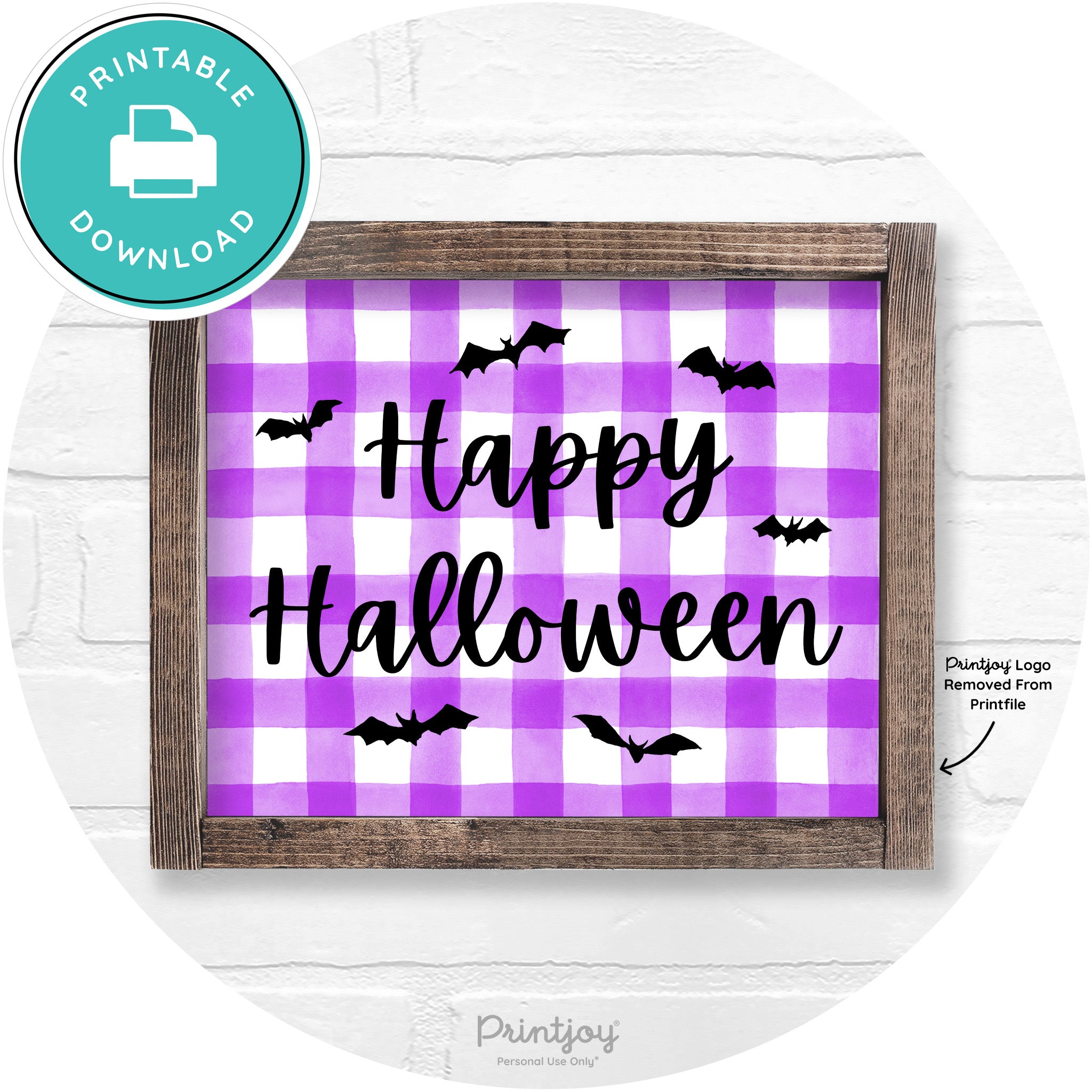 Happy Halloween Bats Rustic Farmhouse Wall Art Printable