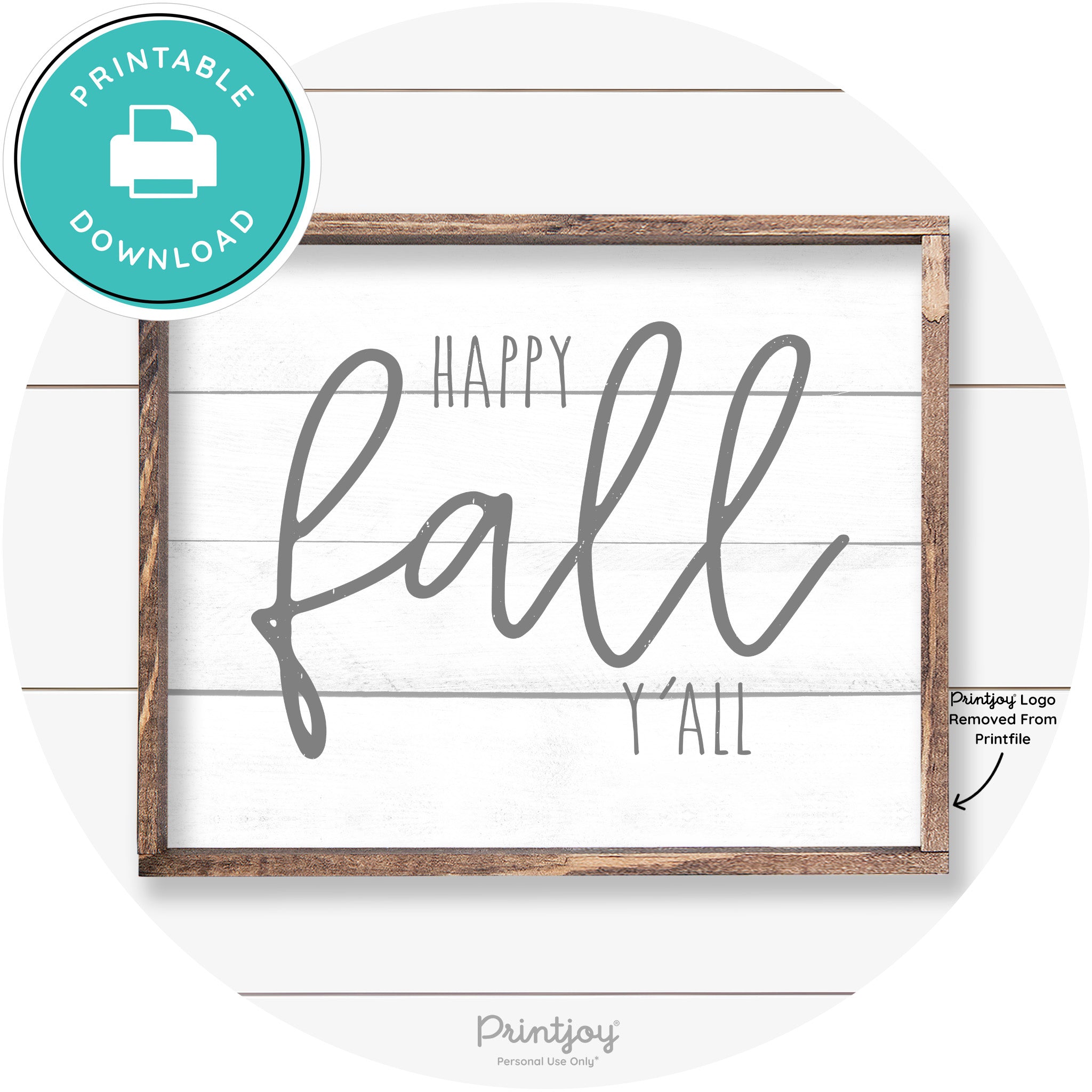 Happy Fall Y'all Cute Farmhouse Autumn Wall Art Decor Free Printable - Printjoy