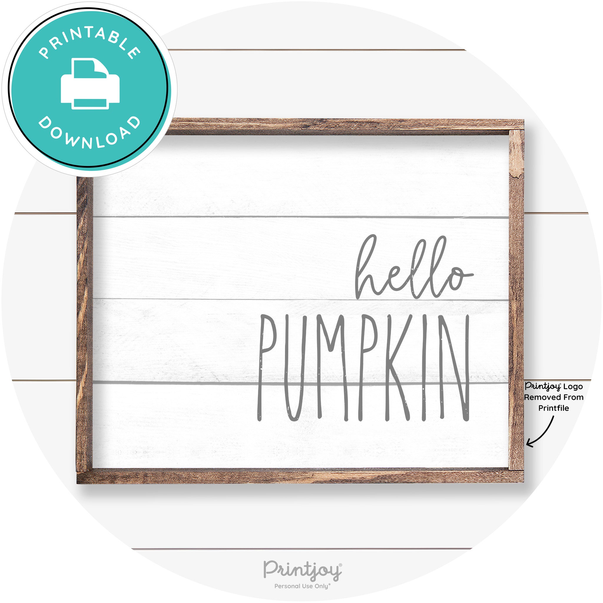 Hello Pumpkin Cute Fun Simple Farmhouse Wall Art Free Printable - Printjoy