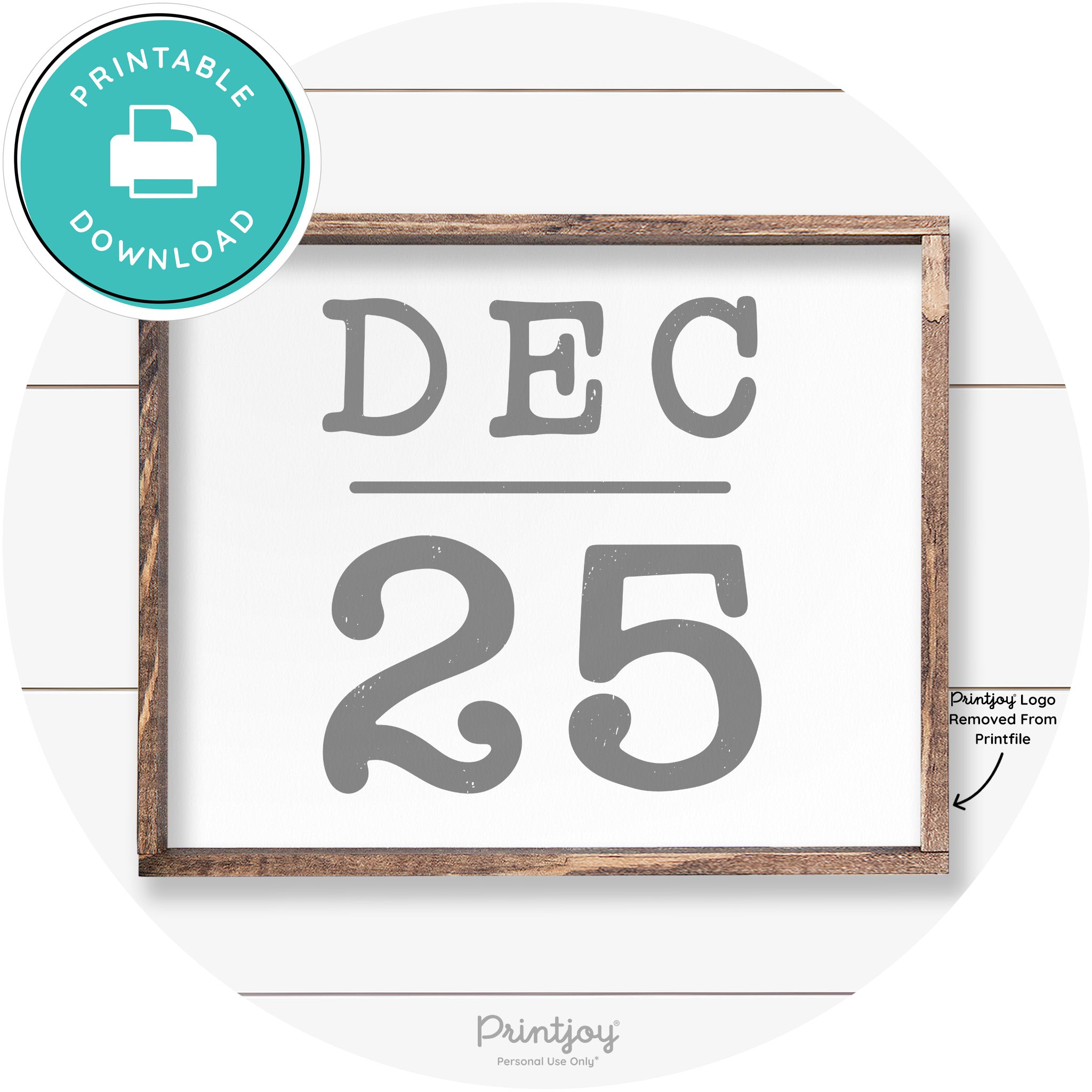 Dec 25 Christmas Rustic Farmhouse Wall Art Decor Free Printable