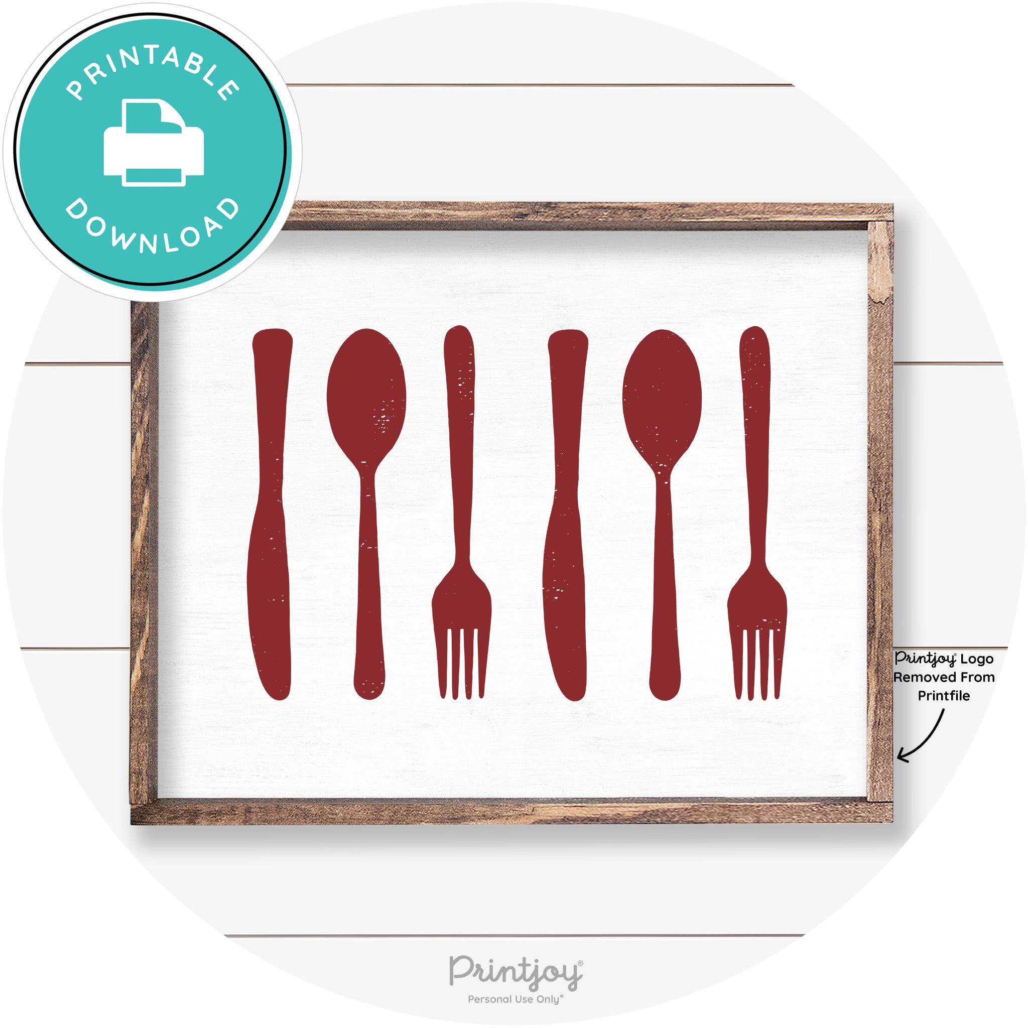 Fork Spoon Knife Pattern Farmhouse Kitchen Wall Art Free Printable