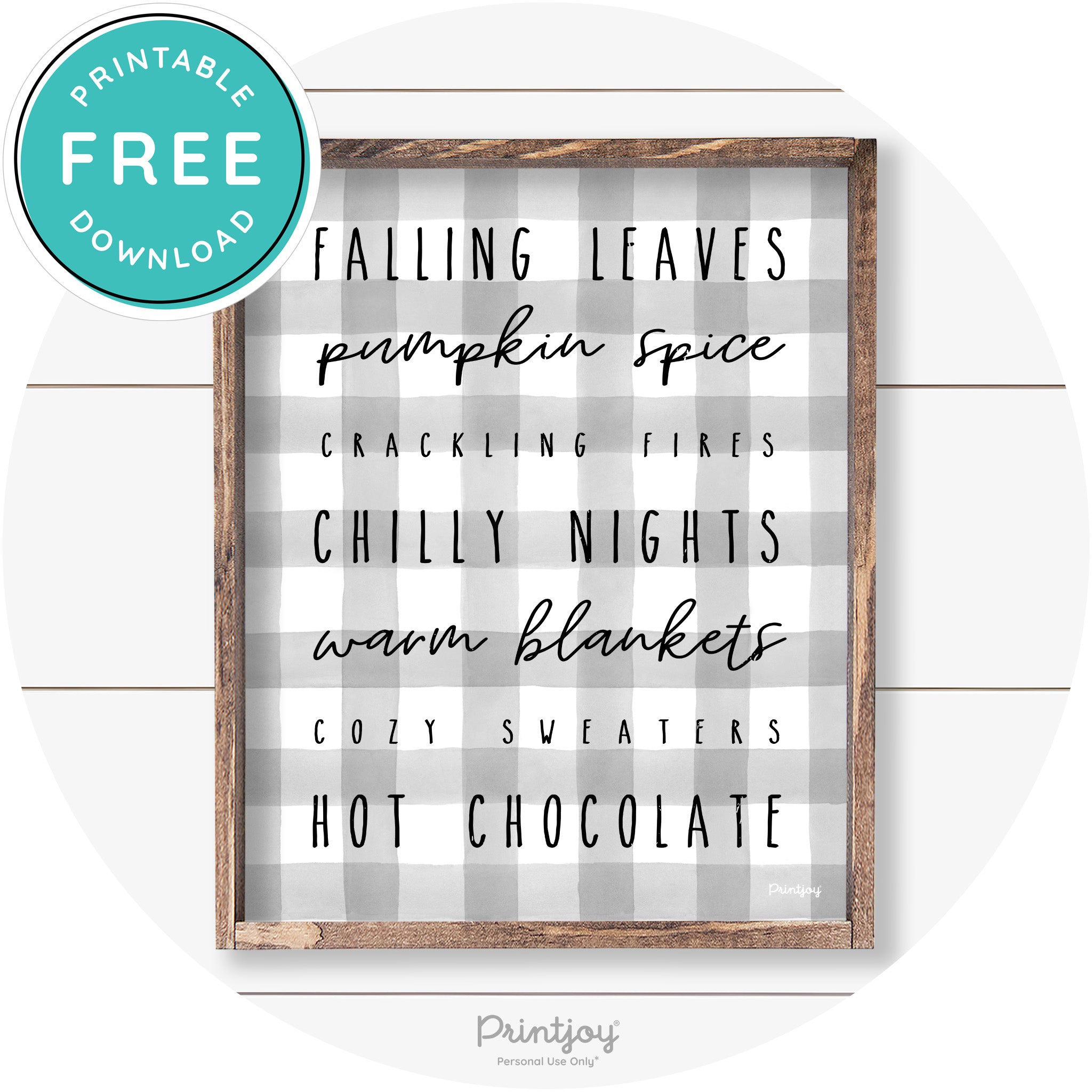 Fall Favorite Things Cute Farmhouse Autumn Wall Art Free Printable - Printjoy