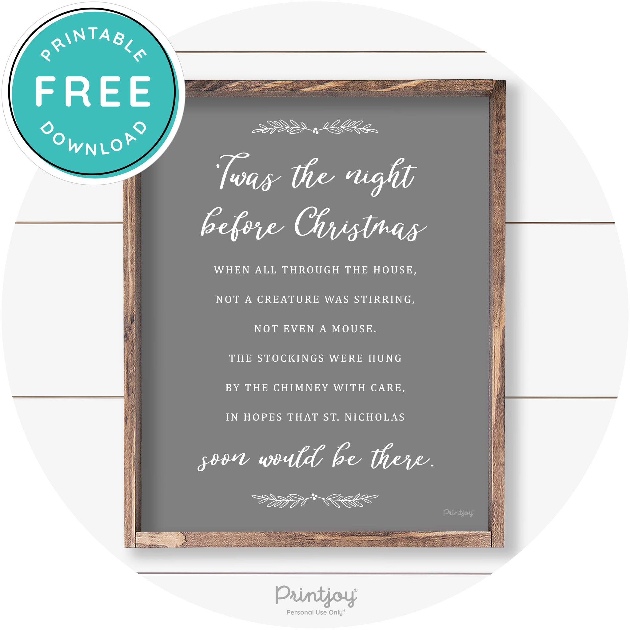 'Twas The Night Before Christmas Farmhouse Wall Art Free Printable