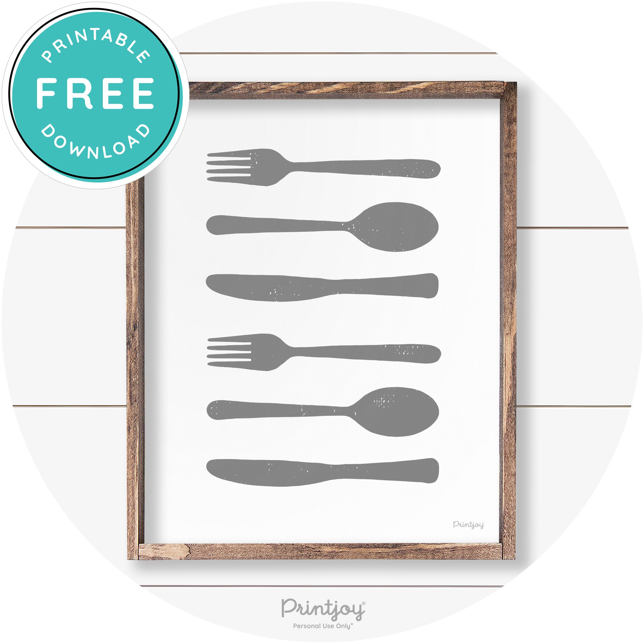 Fork Spoon Knife Pattern Farmhouse Kitchen Wall Art Free Printable