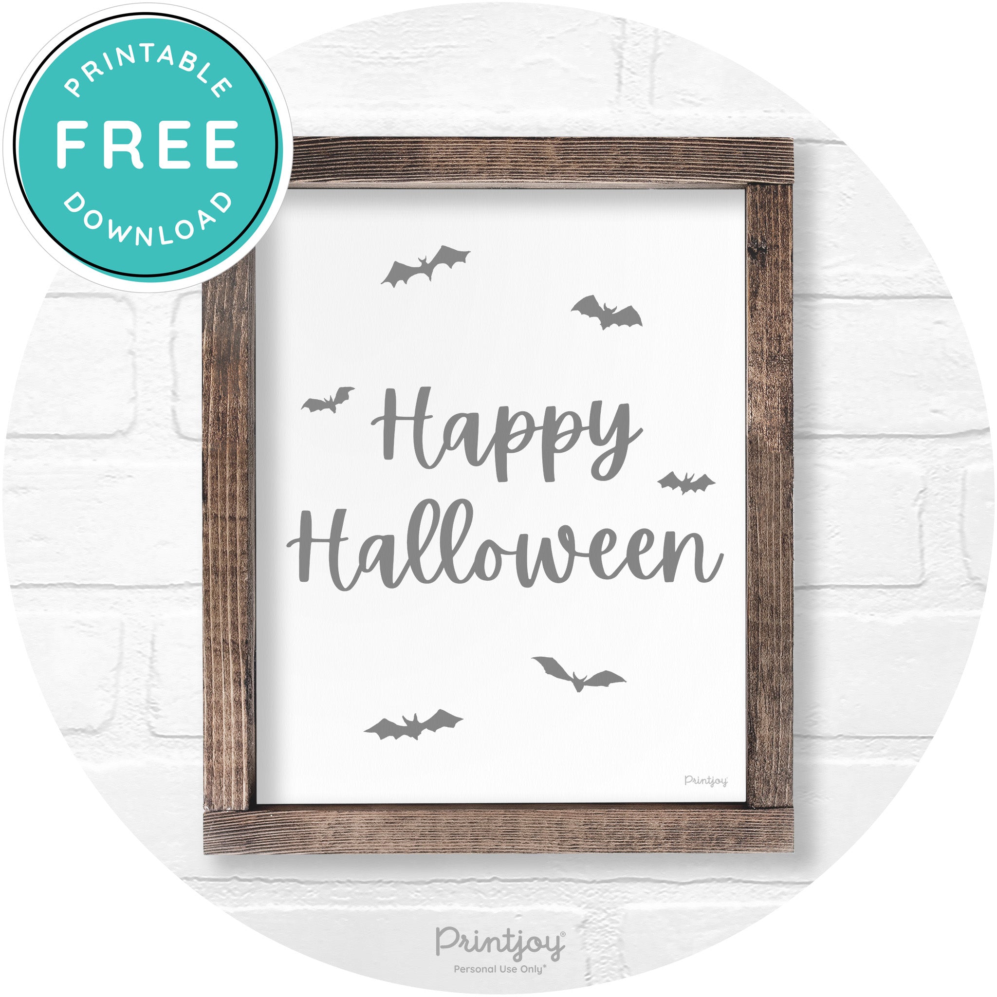 Happy Halloween Bats Rustic Farmhouse Wall Art Printable