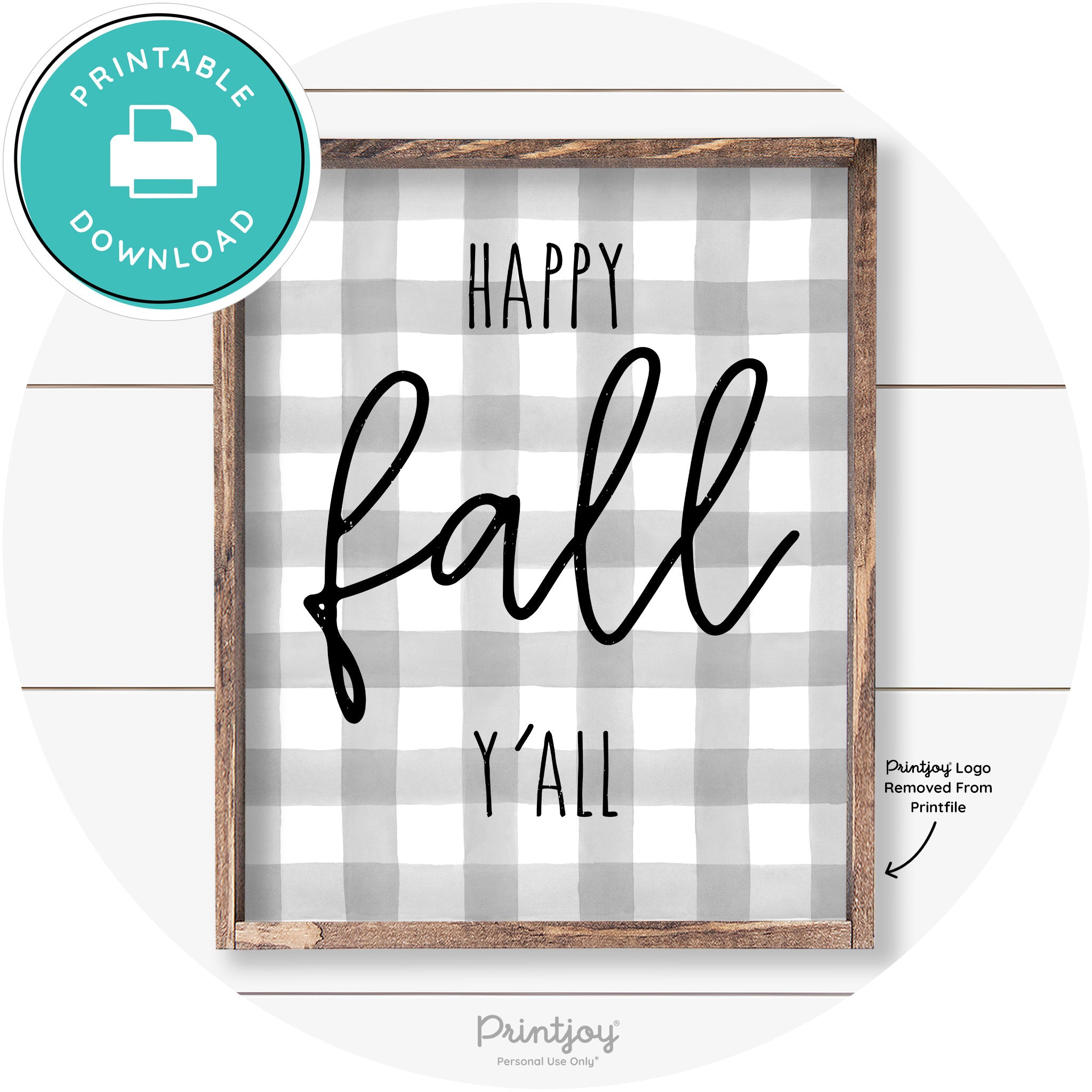 Happy Fall Y'all Cute Farmhouse Autumn Wall Art Decor Free Printable - Printjoy