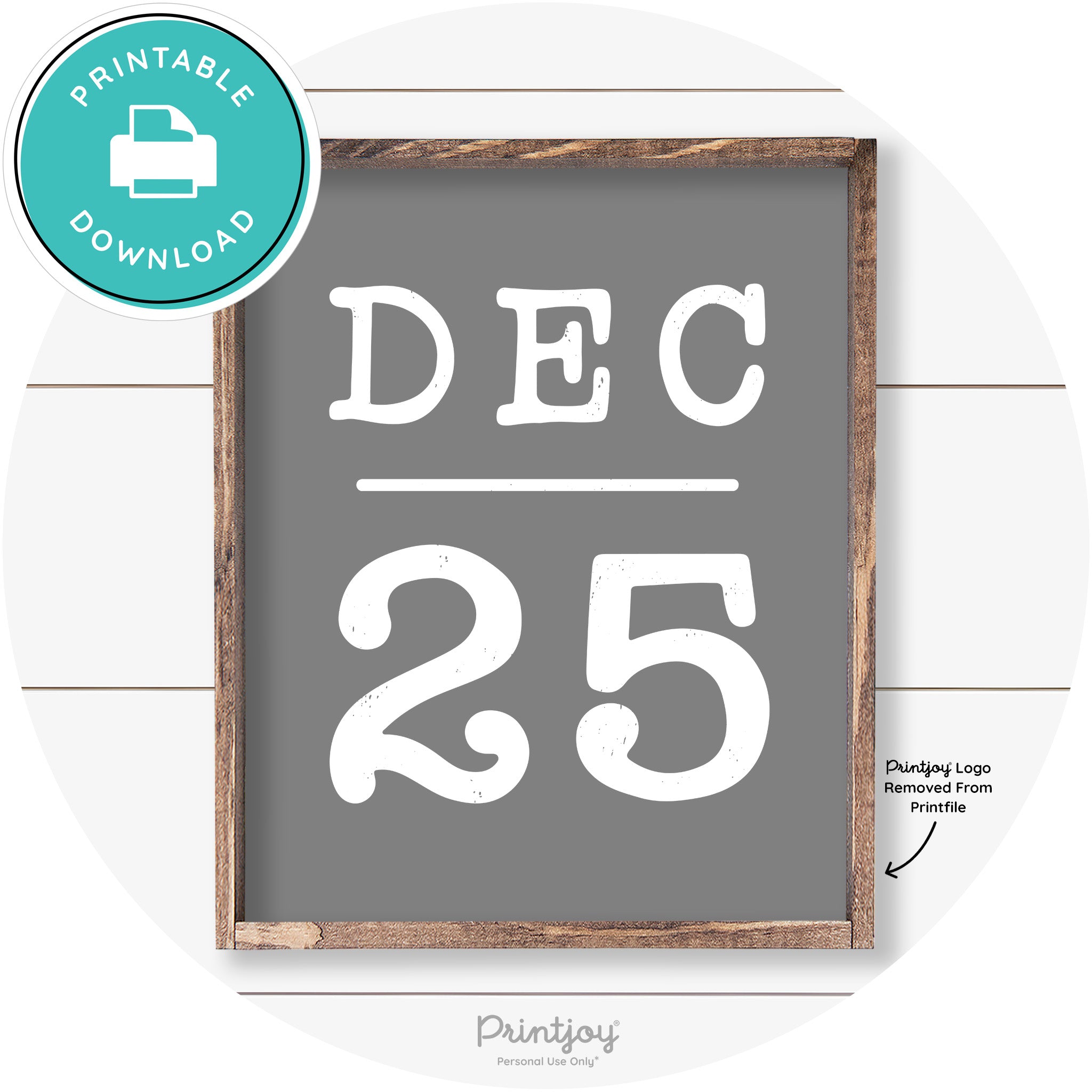 Dec 25 Christmas Rustic Farmhouse Wall Art Decor Free Printable