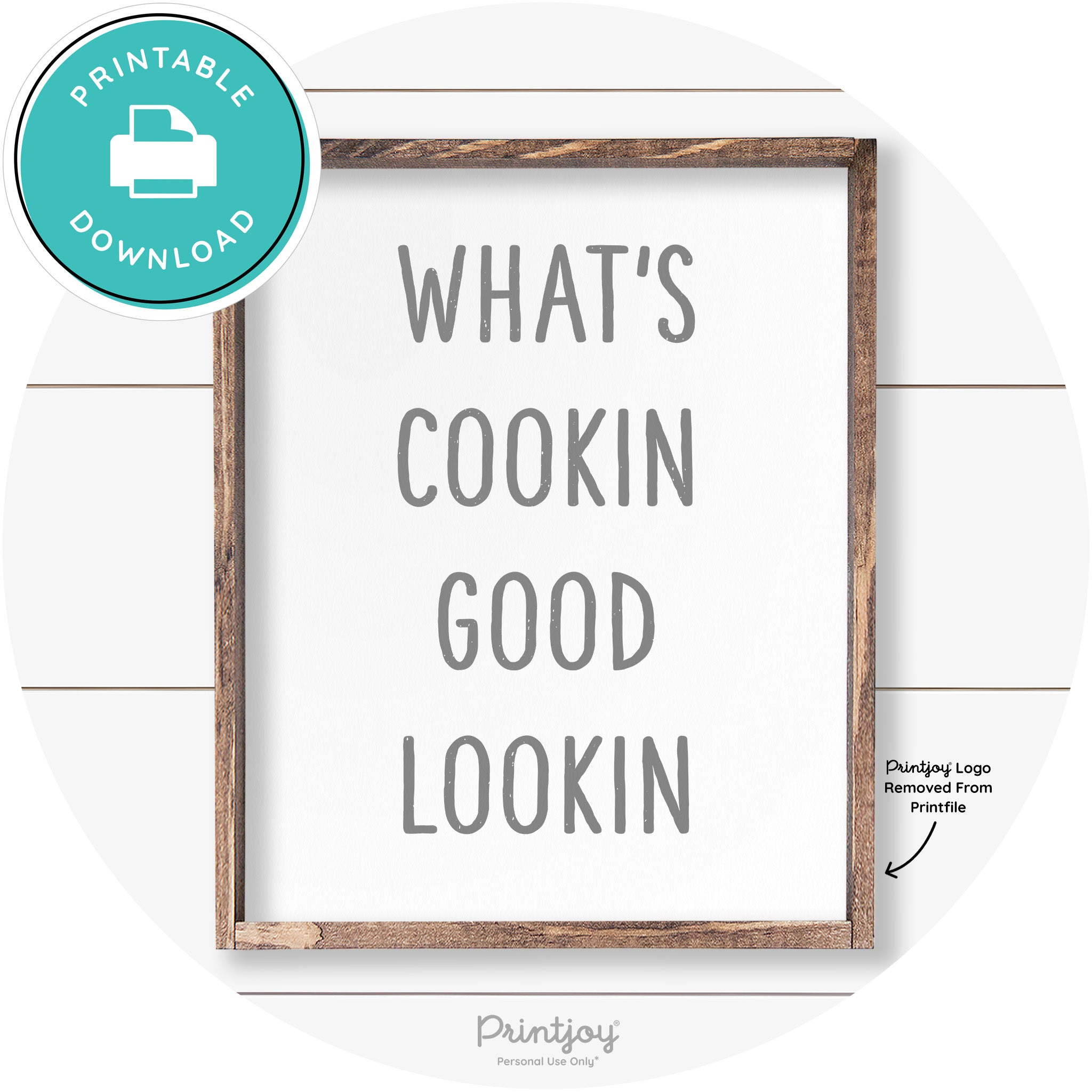 What's Cookin Good Lookin Farmhouse Kitchen Wall Art Free Printable