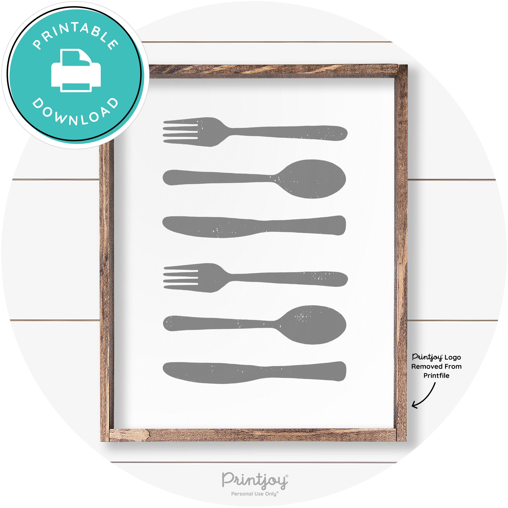 Fork Spoon Knife Pattern Farmhouse Kitchen Wall Art Free Printable