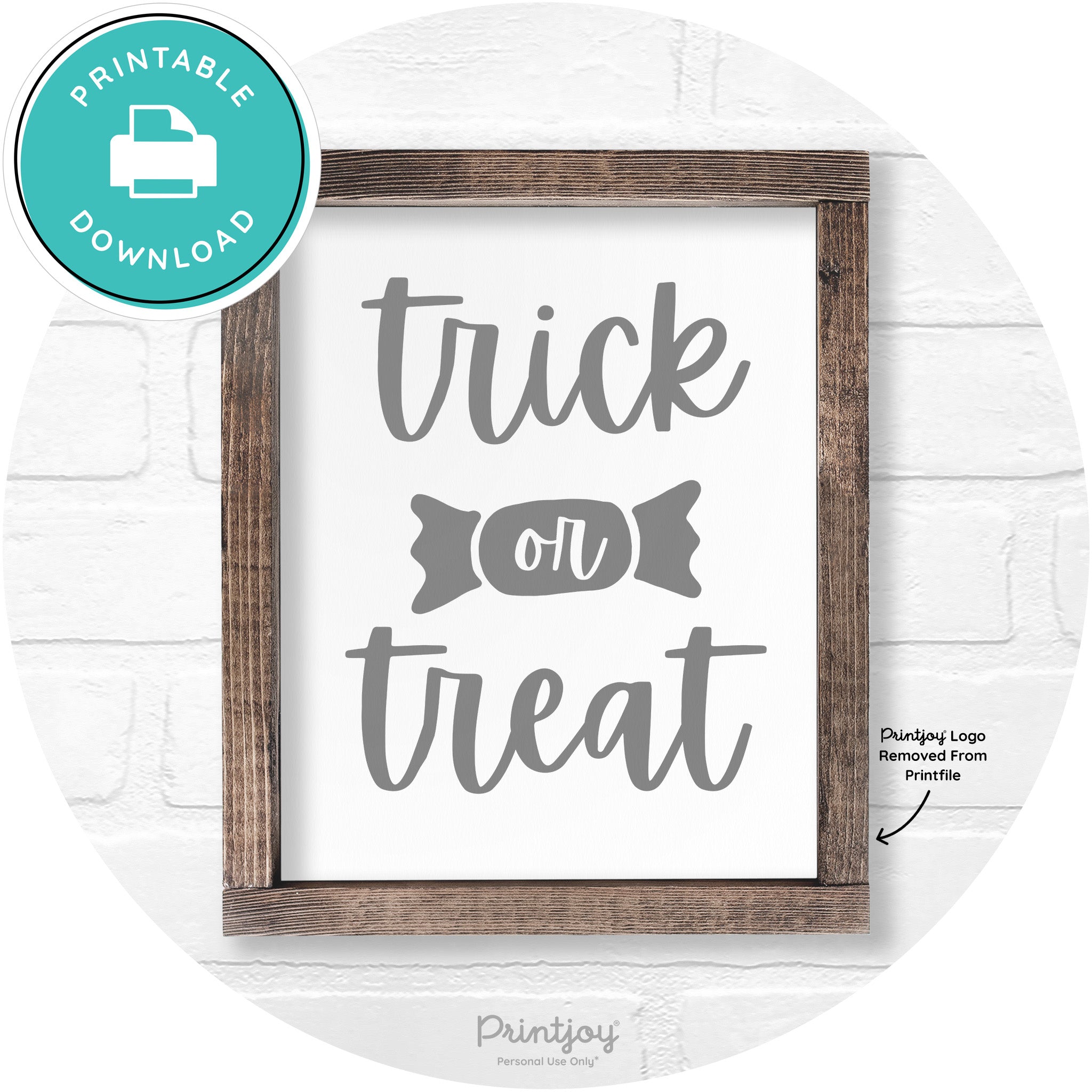 Trick Or Treat Halloween Rustic Farmhouse Wall Art Free Printable