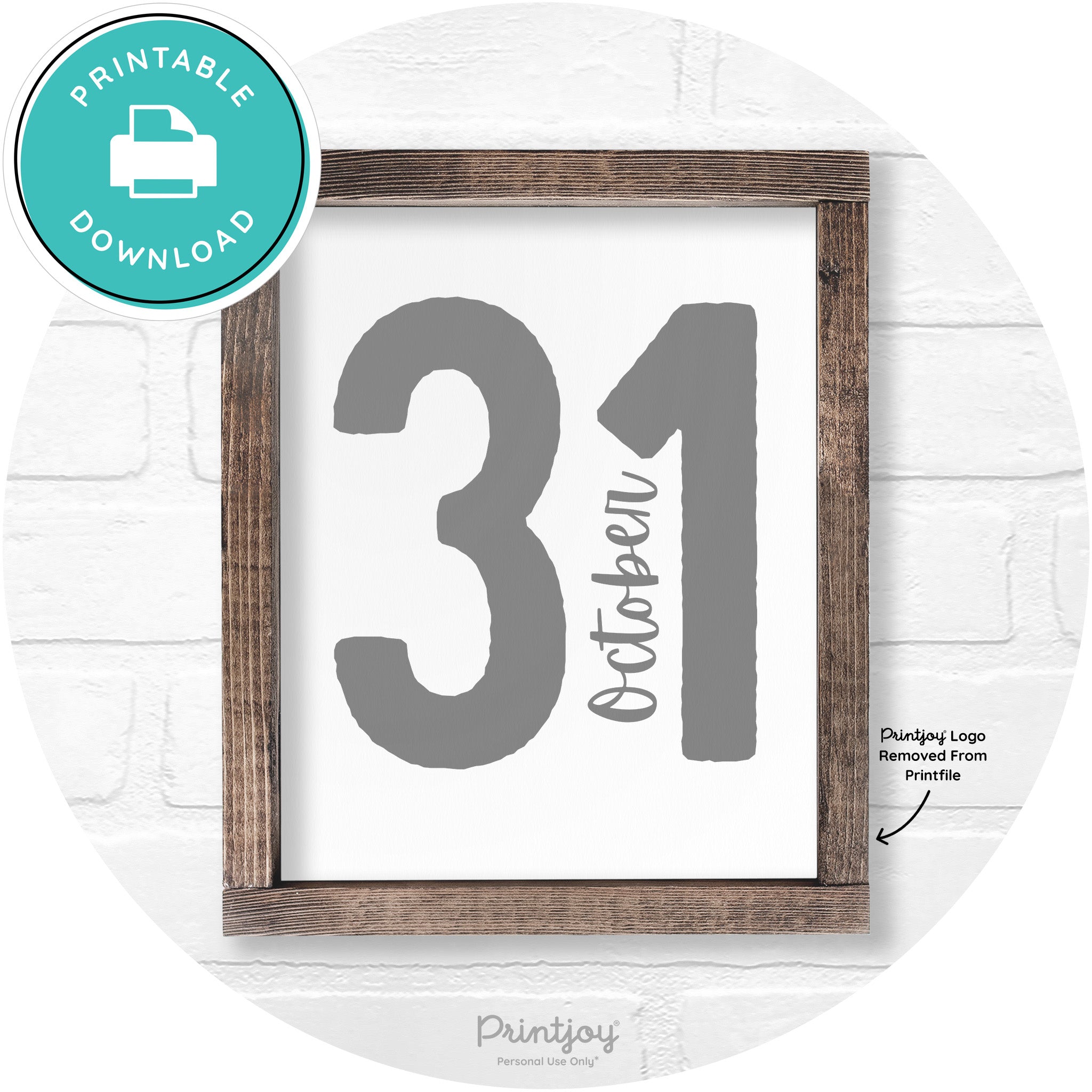 October 31 Halloween Rustic Farmhouse Wall Art Printable