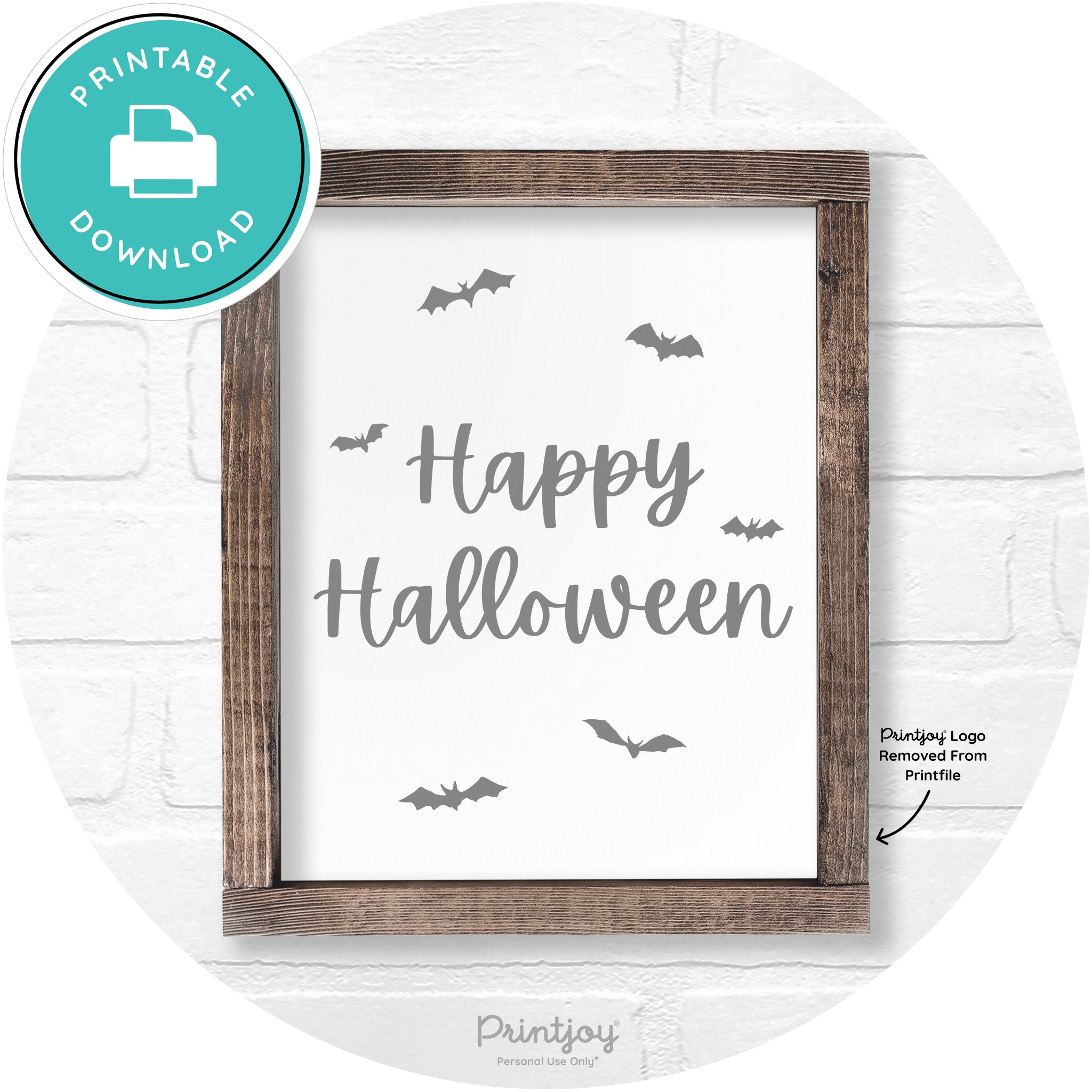 Happy Halloween Bats Rustic Farmhouse Wall Art Printable
