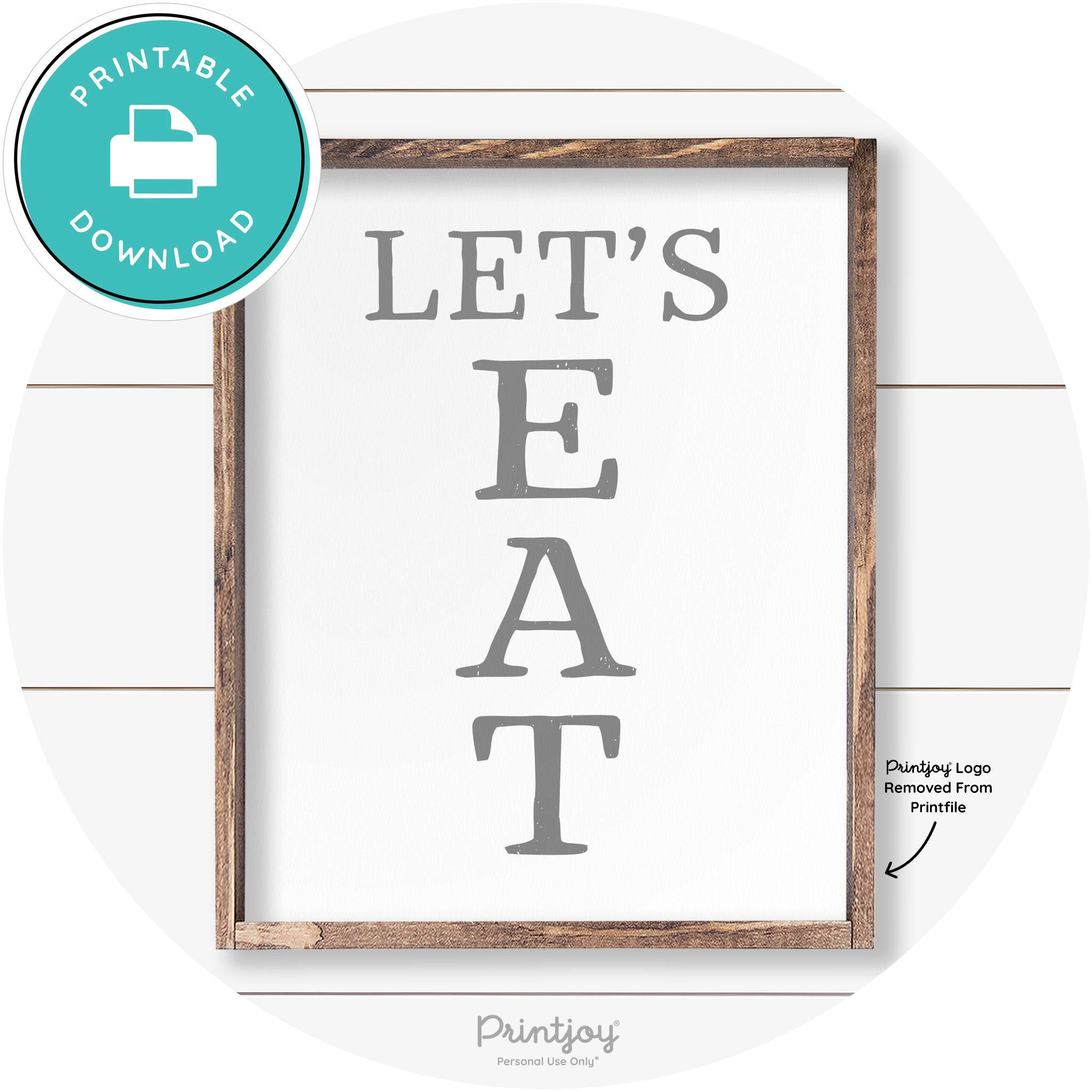 Let's Eat Kitchen Sign Rustic Farmhouse Wall Art Decor Free Printable