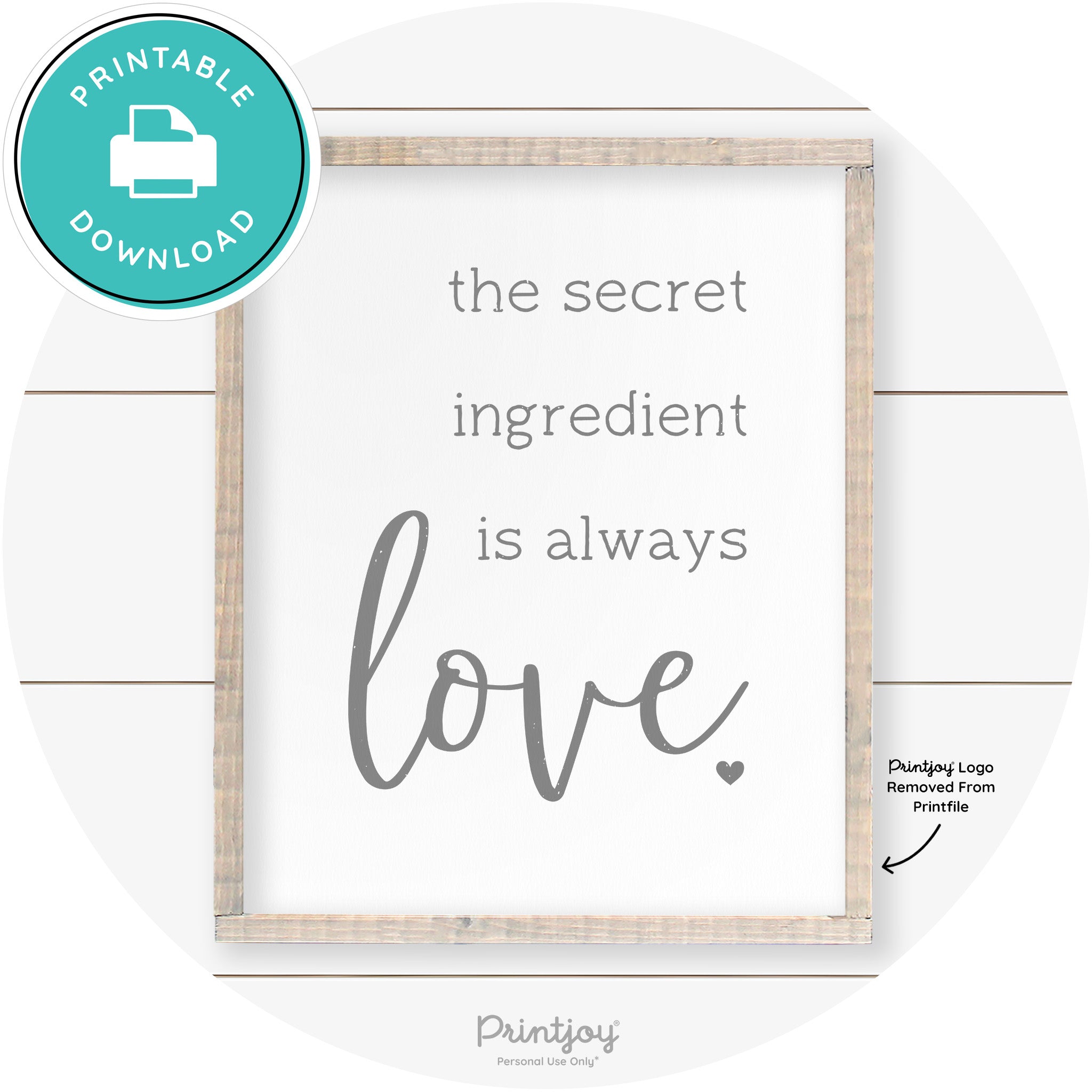 Secret Ingredient Is Love Farmhouse Kitchen Wall Art Free Printable