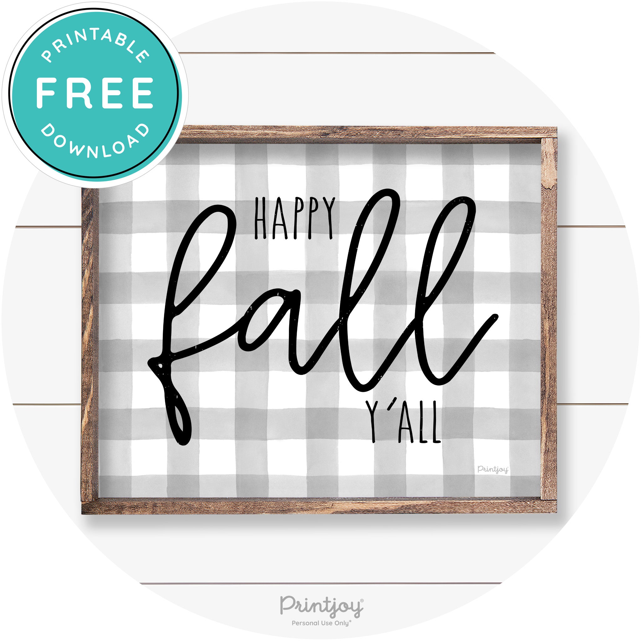 Happy Fall Y'all Cute Farmhouse Autumn Wall Art Decor Free Printable - Printjoy