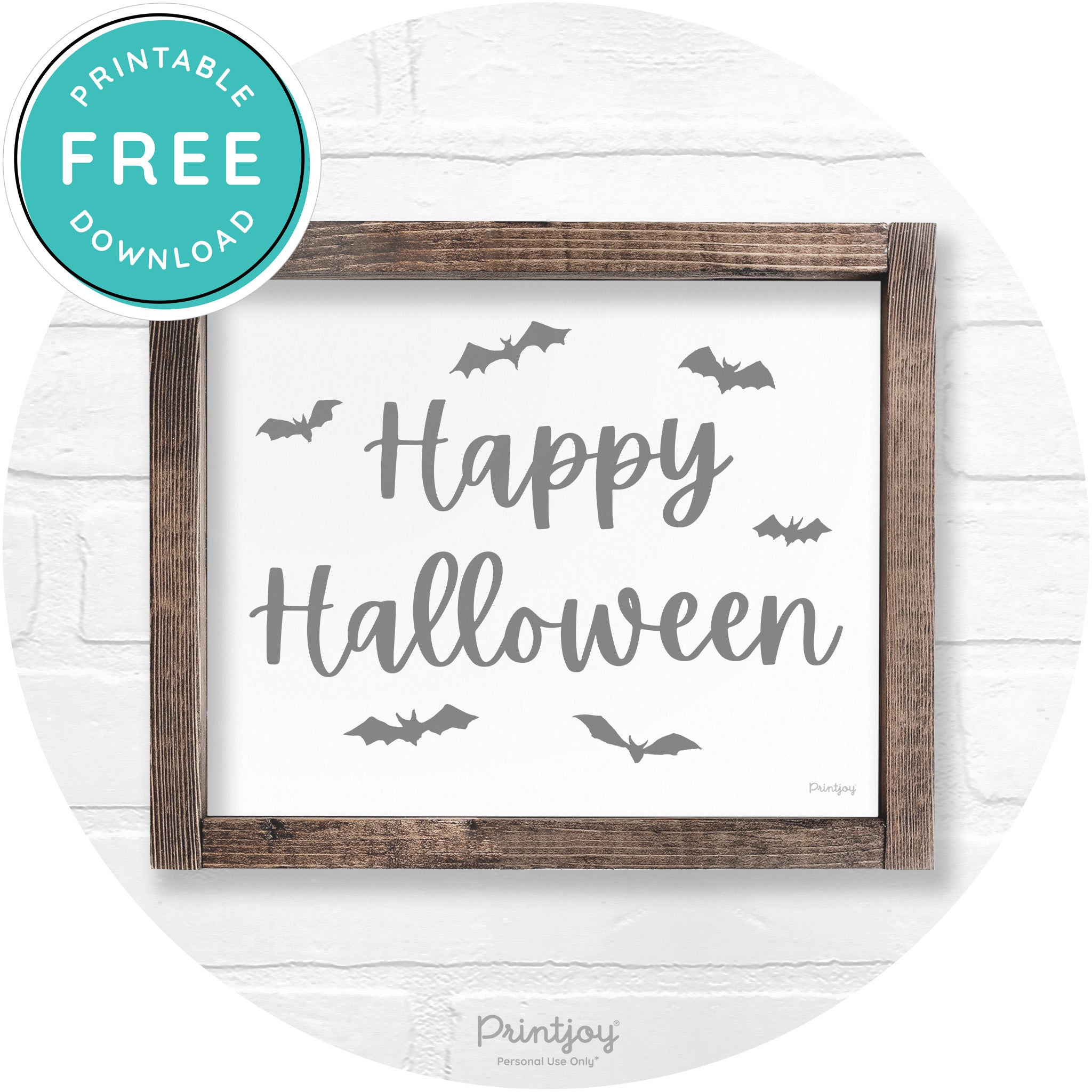 Happy Halloween Bats Rustic Farmhouse Wall Art Printable