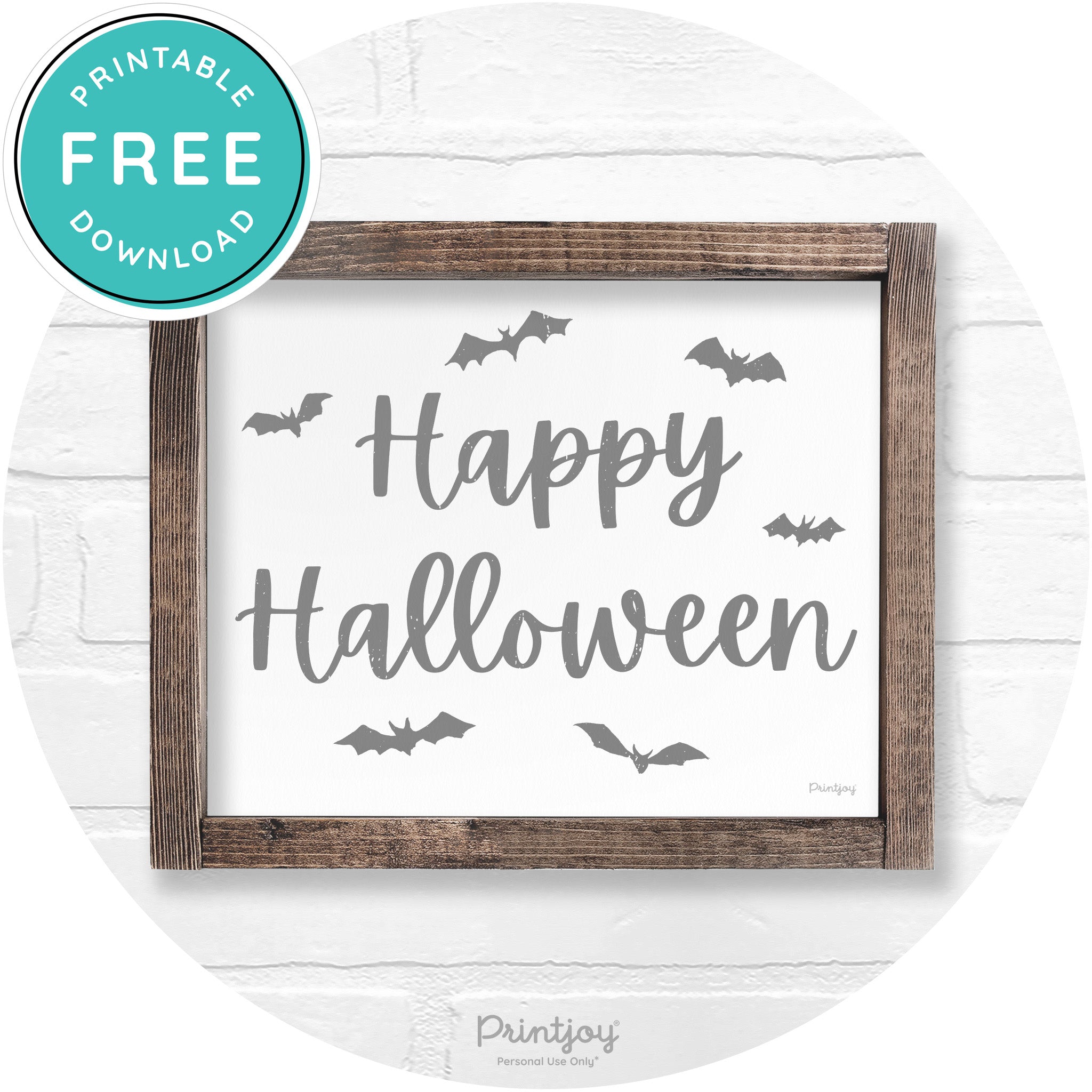 Happy Halloween Bats Rustic Farmhouse Wall Art Free Printable - Printjoy