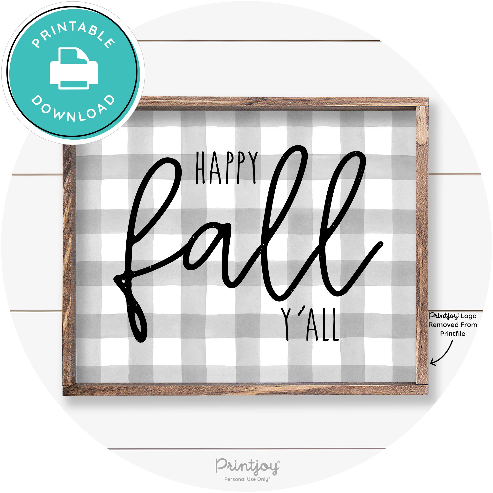 Happy Fall Y'all Cute Farmhouse Autumn Wall Art Decor Free Printable - Printjoy