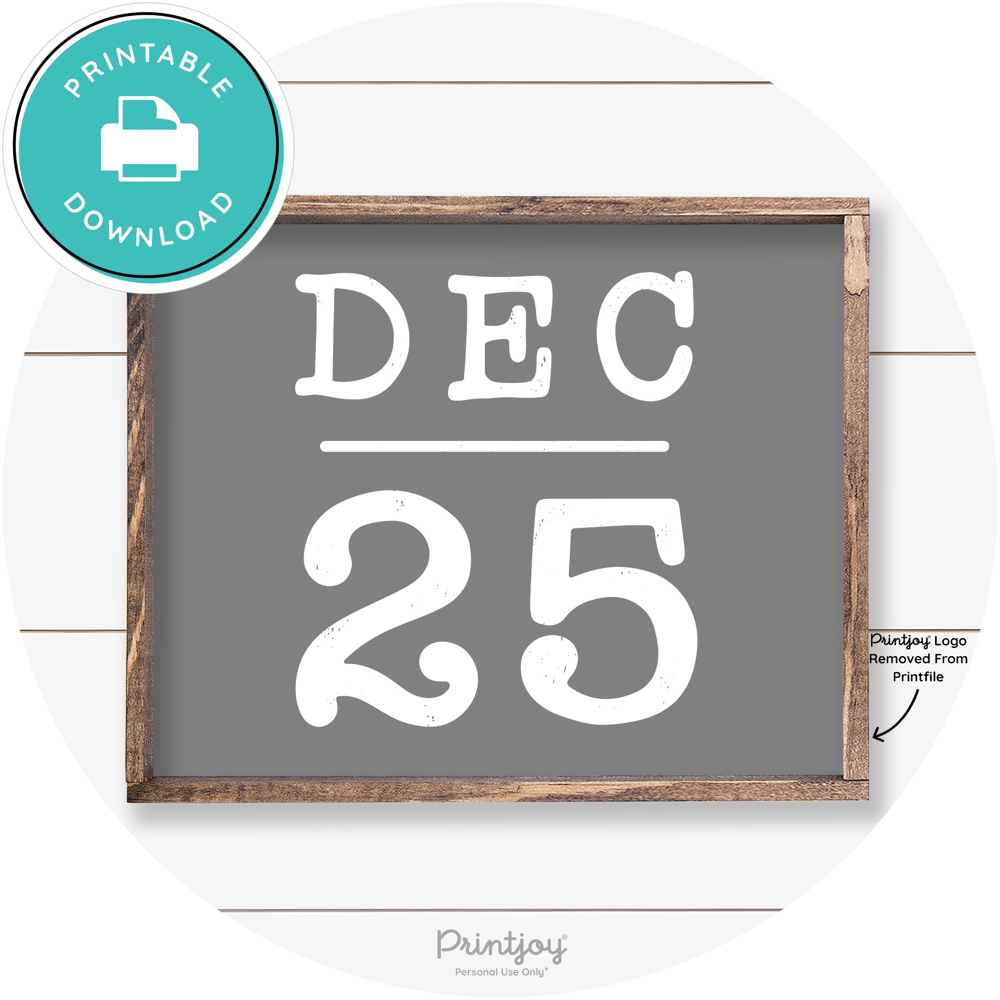Dec 25 Christmas Rustic Farmhouse Wall Art Decor Free Printable