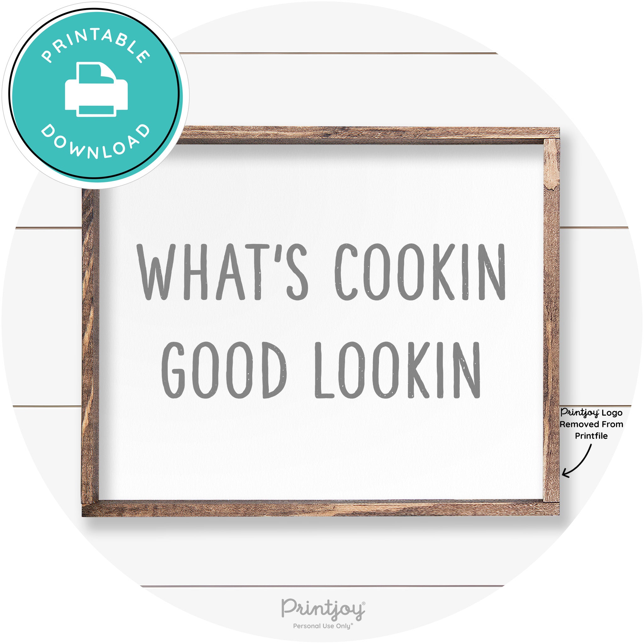 What's Cookin Good Lookin Farmhouse Kitchen Wall Art Free Printable