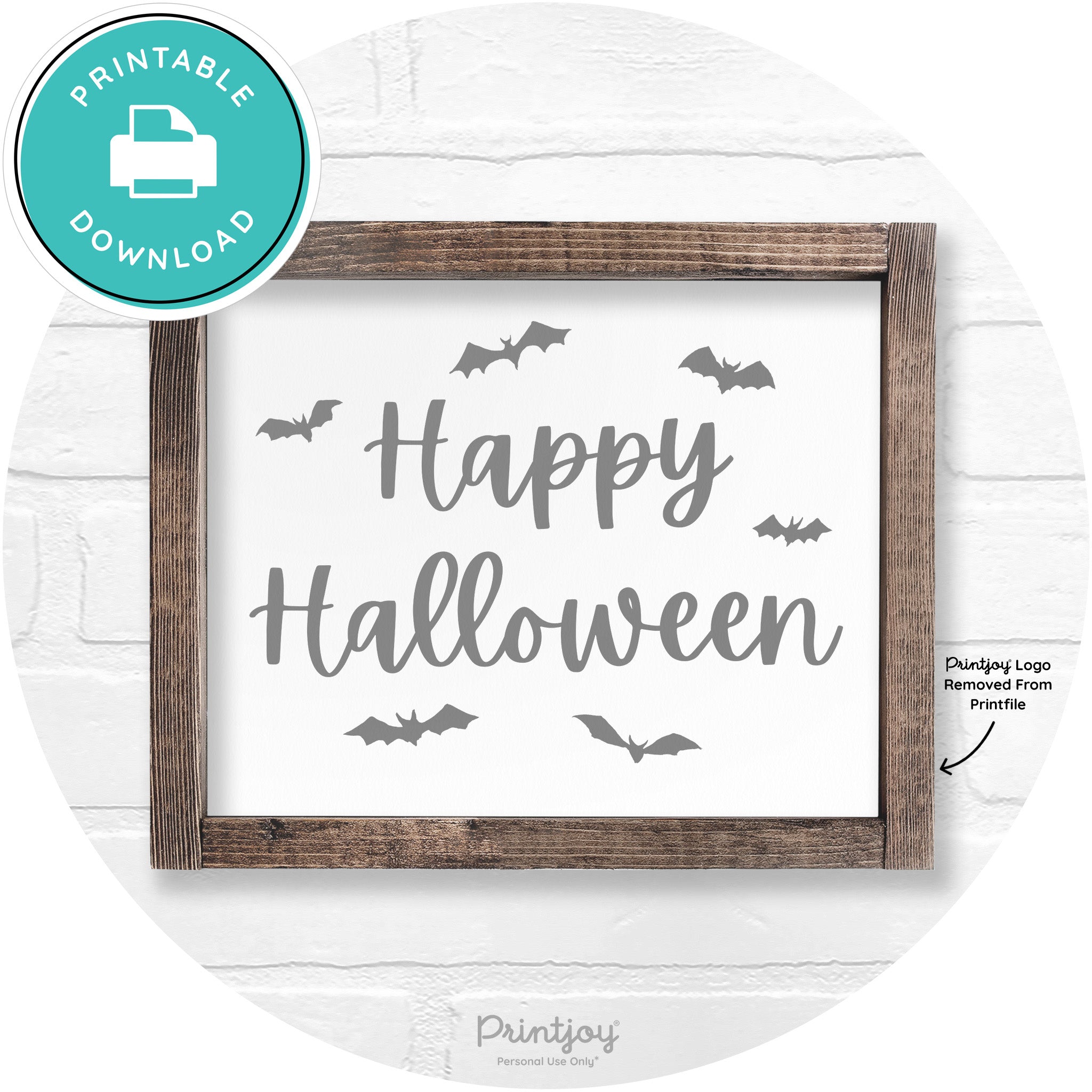 Happy Halloween Bats Rustic Farmhouse Wall Art Printable
