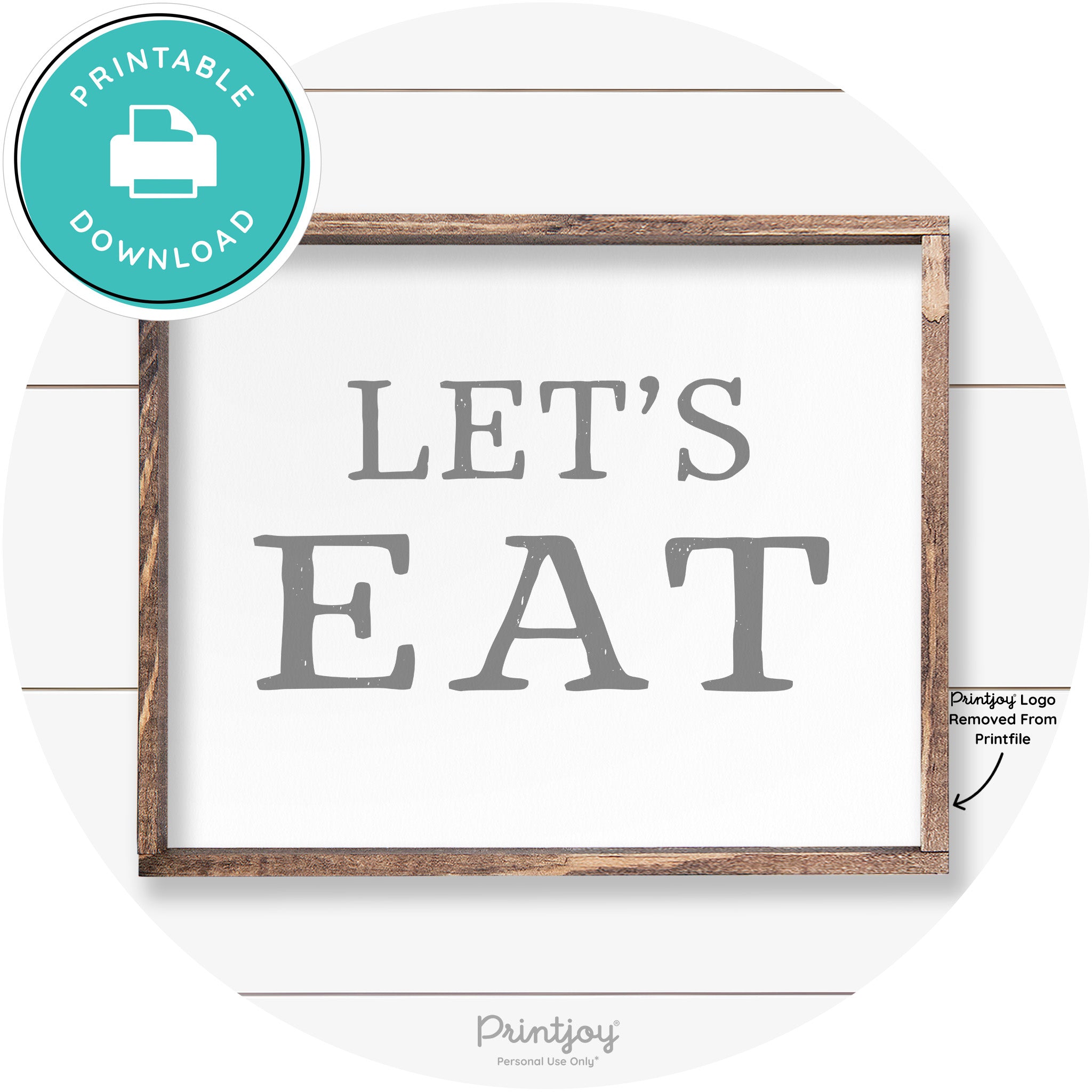 Let's Eat Kitchen Sign Rustic Farmhouse Wall Art Decor Free Printable
