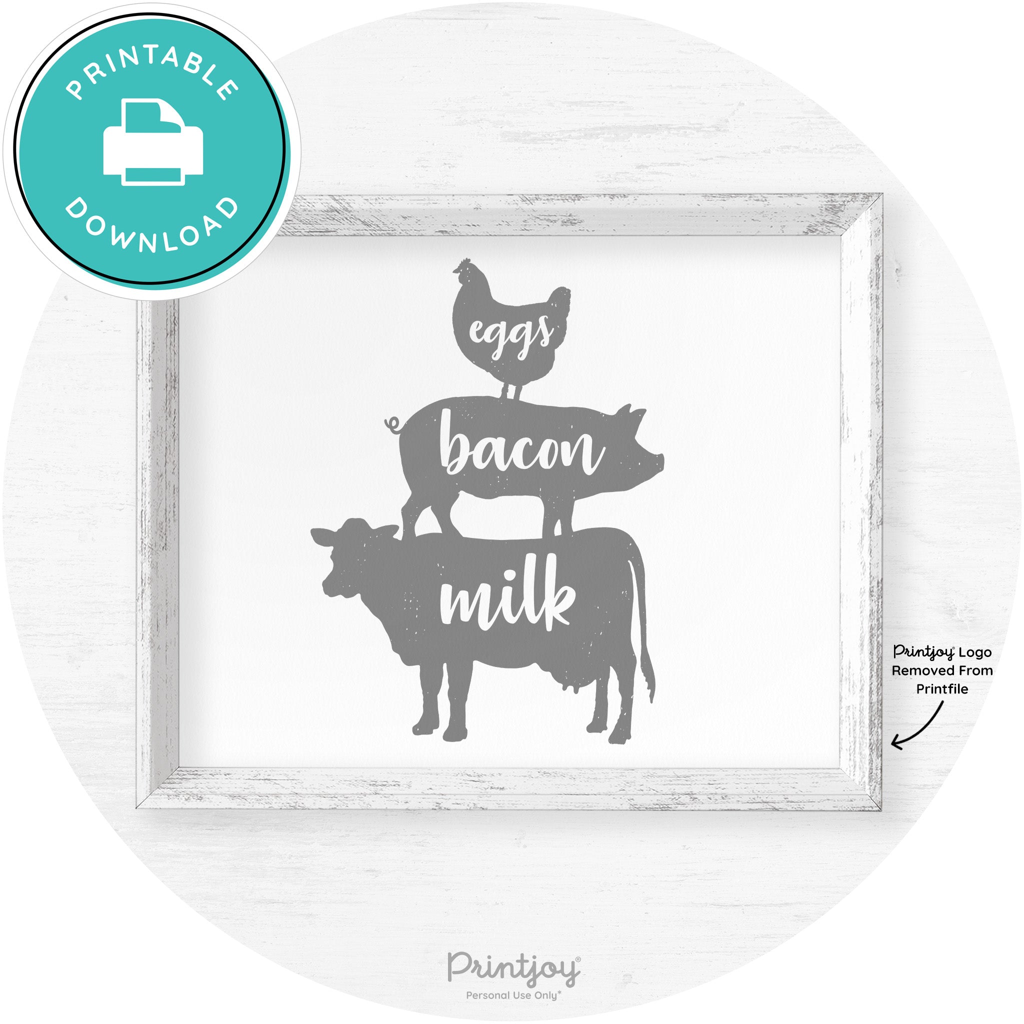 Stacked Farm Animals Eggs Bacon Milk Farmhouse Art Free Printable
