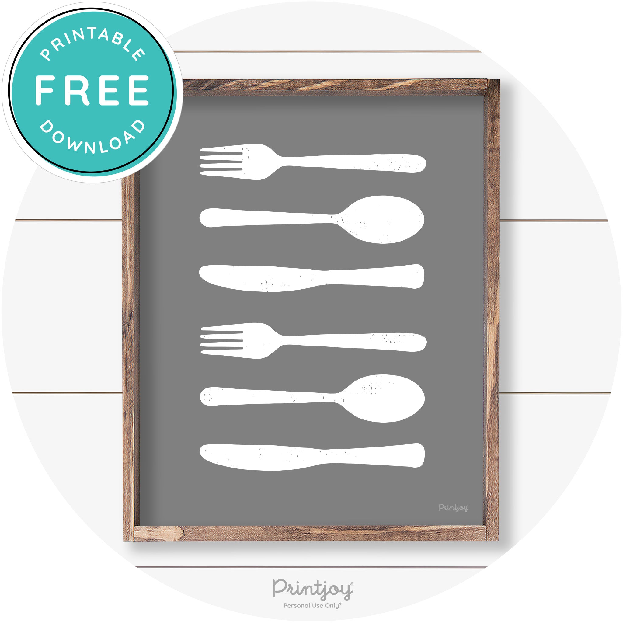 Fork Spoon Knife Pattern Farmhouse Kitchen Wall Art Free Printable