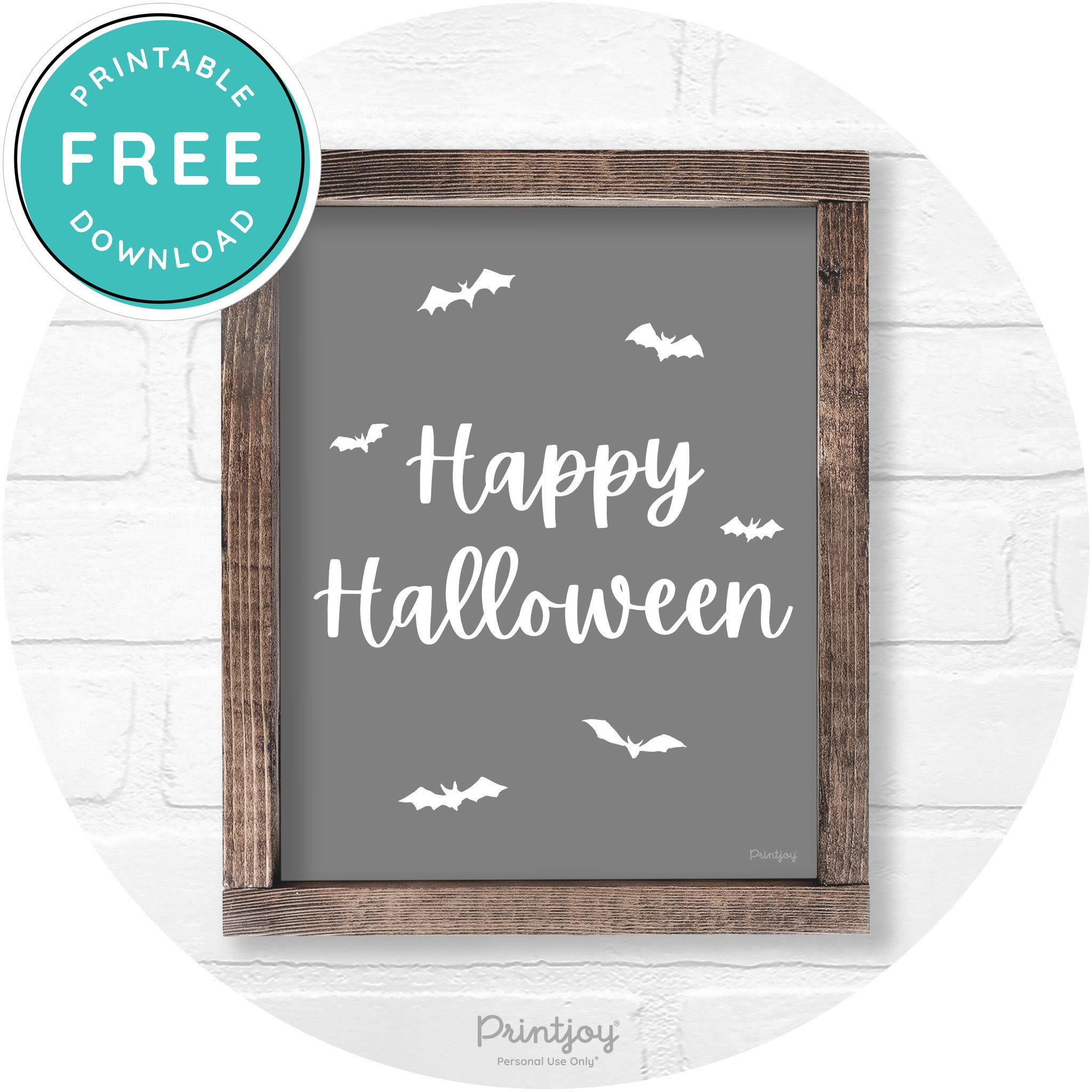 Happy Halloween Bats Rustic Farmhouse Wall Art Printable
