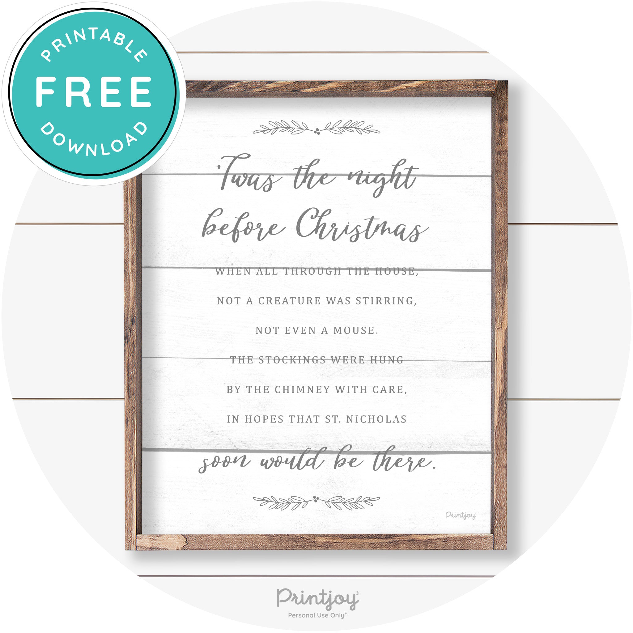 'Twas The Night Before Christmas Farmhouse Wall Art Free Printable