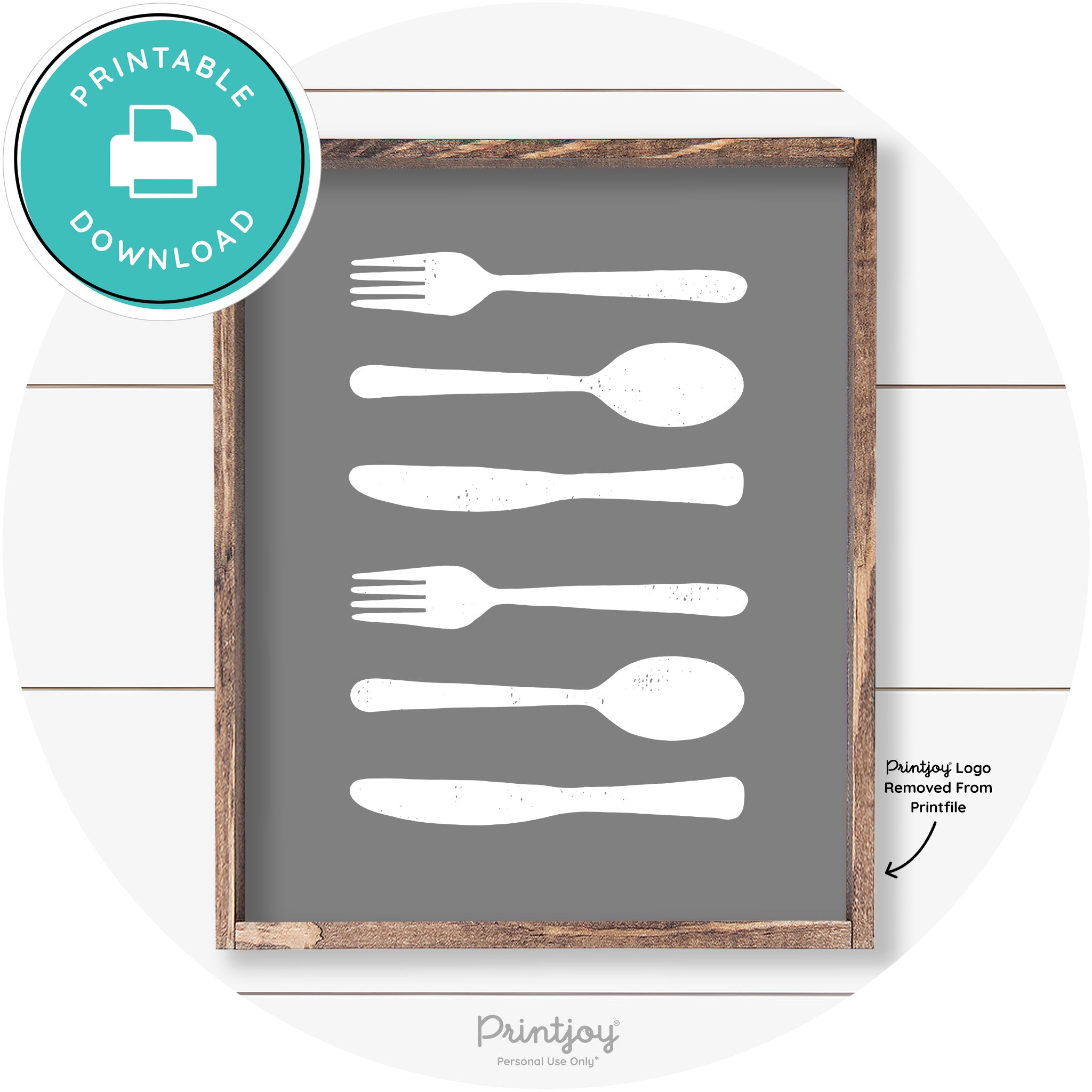 Fork Spoon Knife Pattern Farmhouse Kitchen Wall Art Free Printable