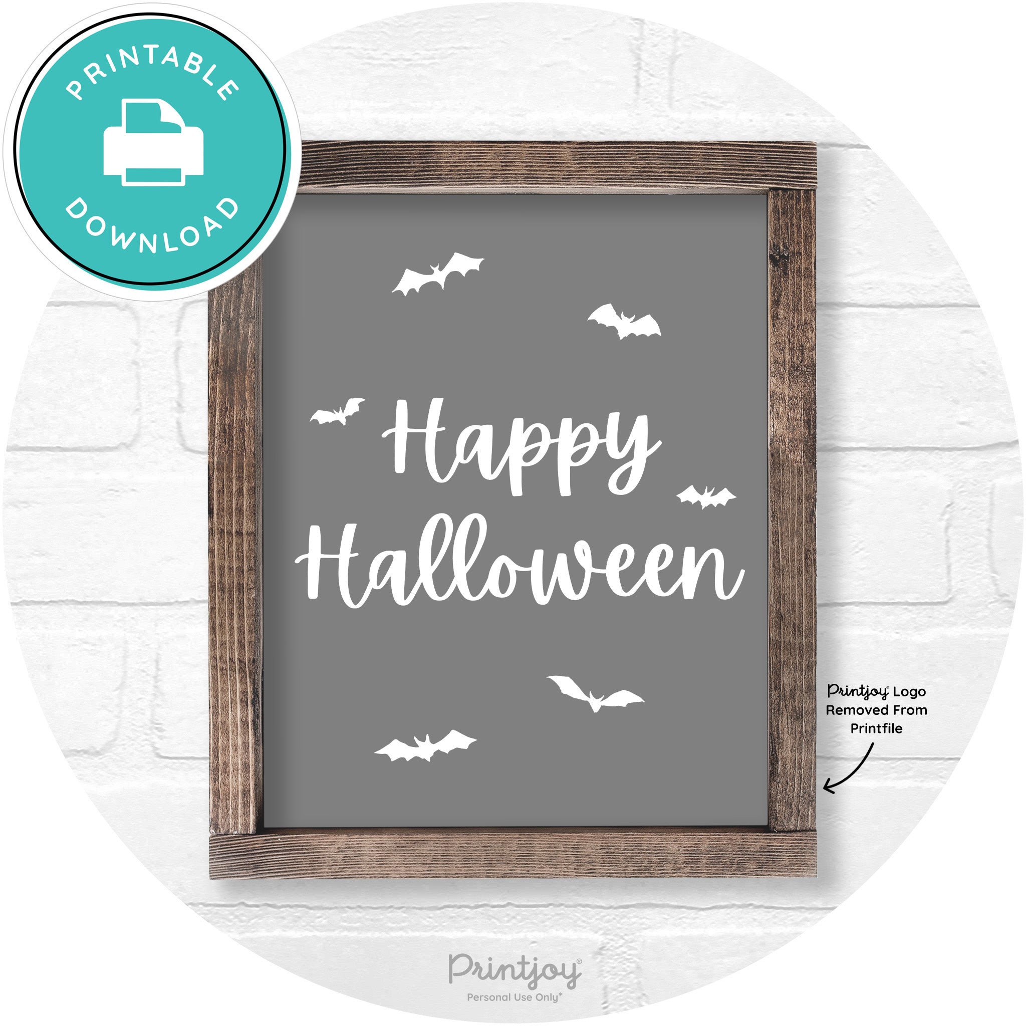 Happy Halloween Bats Rustic Farmhouse Wall Art Printable