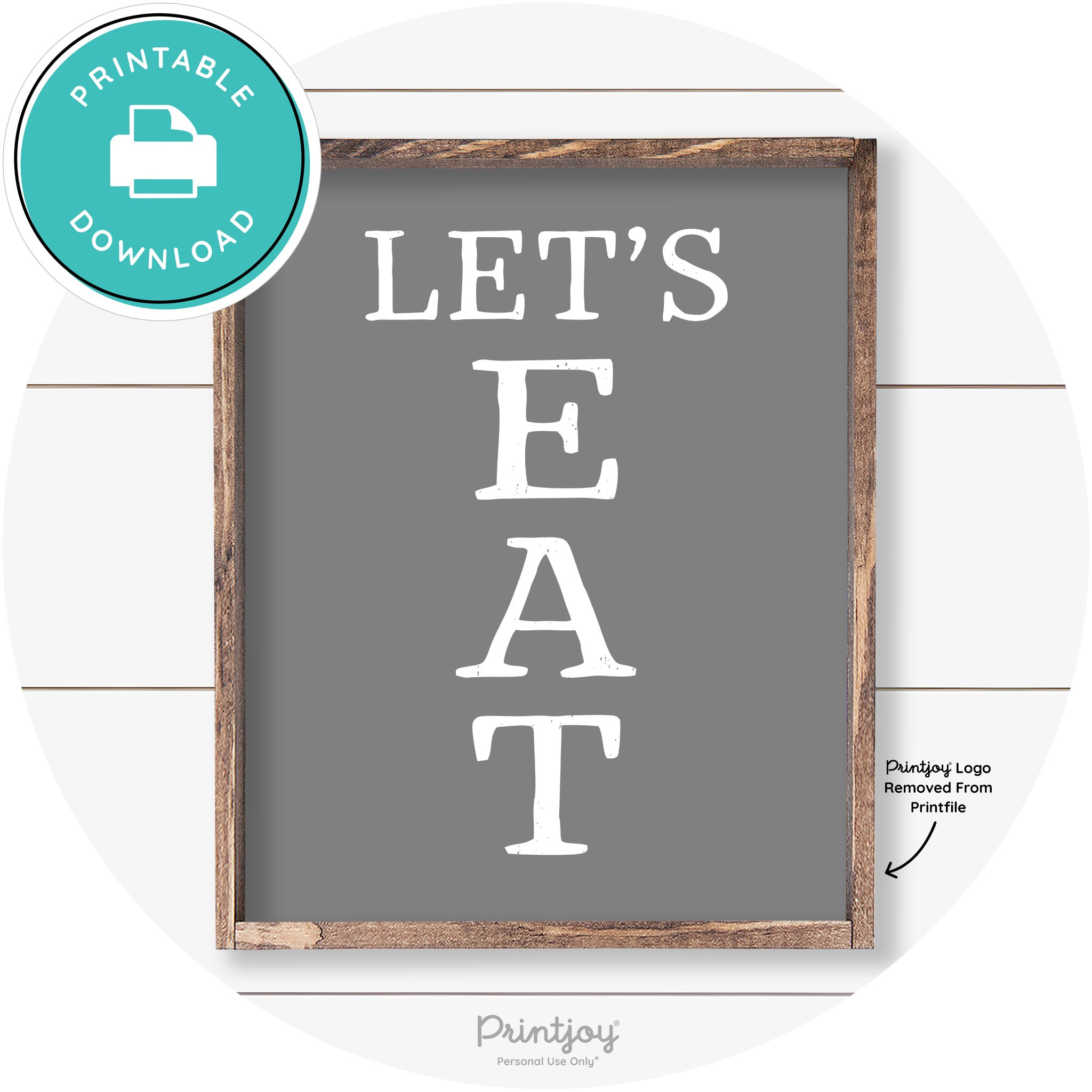 Let's Eat Kitchen Sign Rustic Farmhouse Wall Art Decor Free Printable