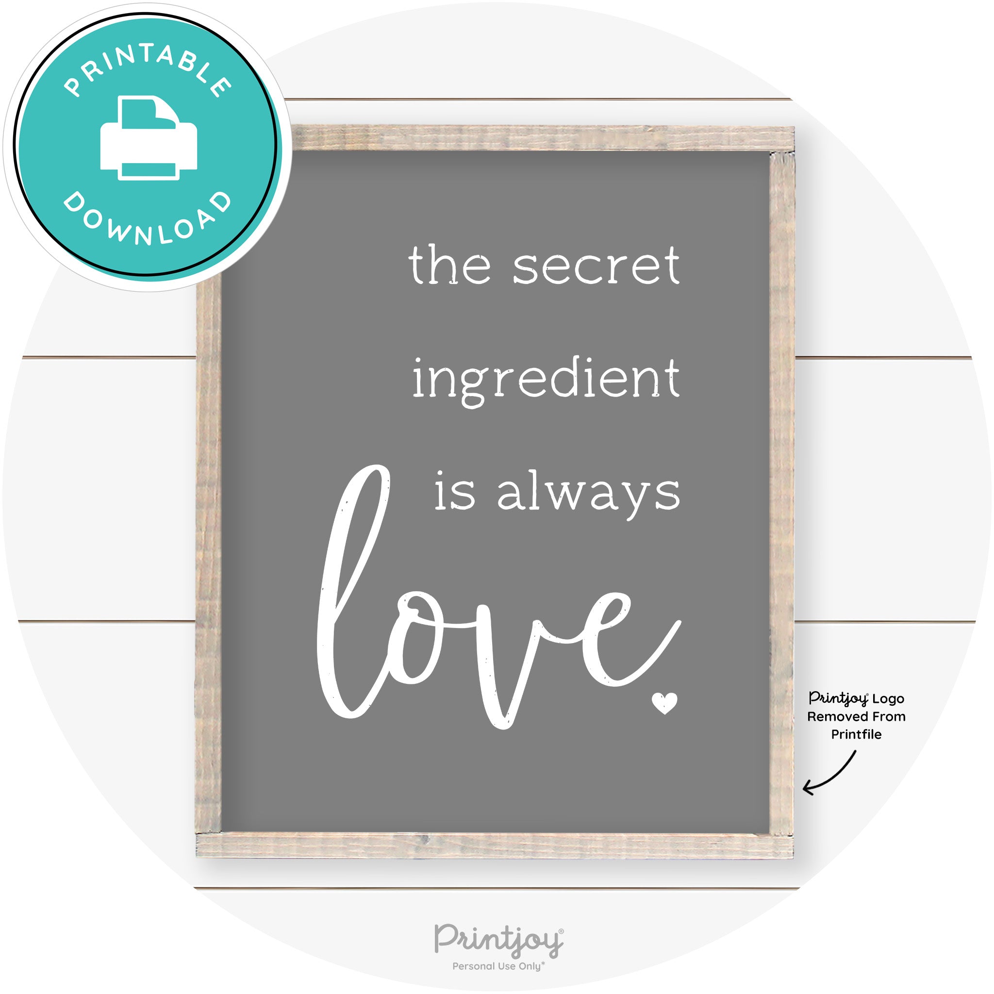 Secret Ingredient Is Love Farmhouse Kitchen Wall Art Free Printable
