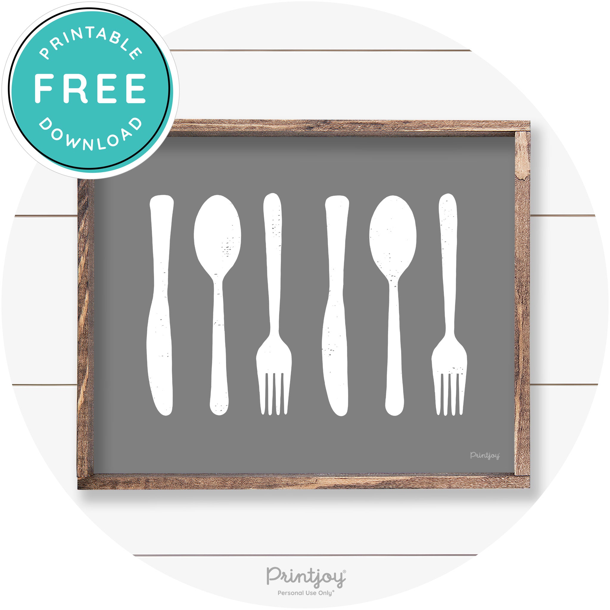 Fork Spoon Knife Pattern Farmhouse Kitchen Wall Art Free Printable