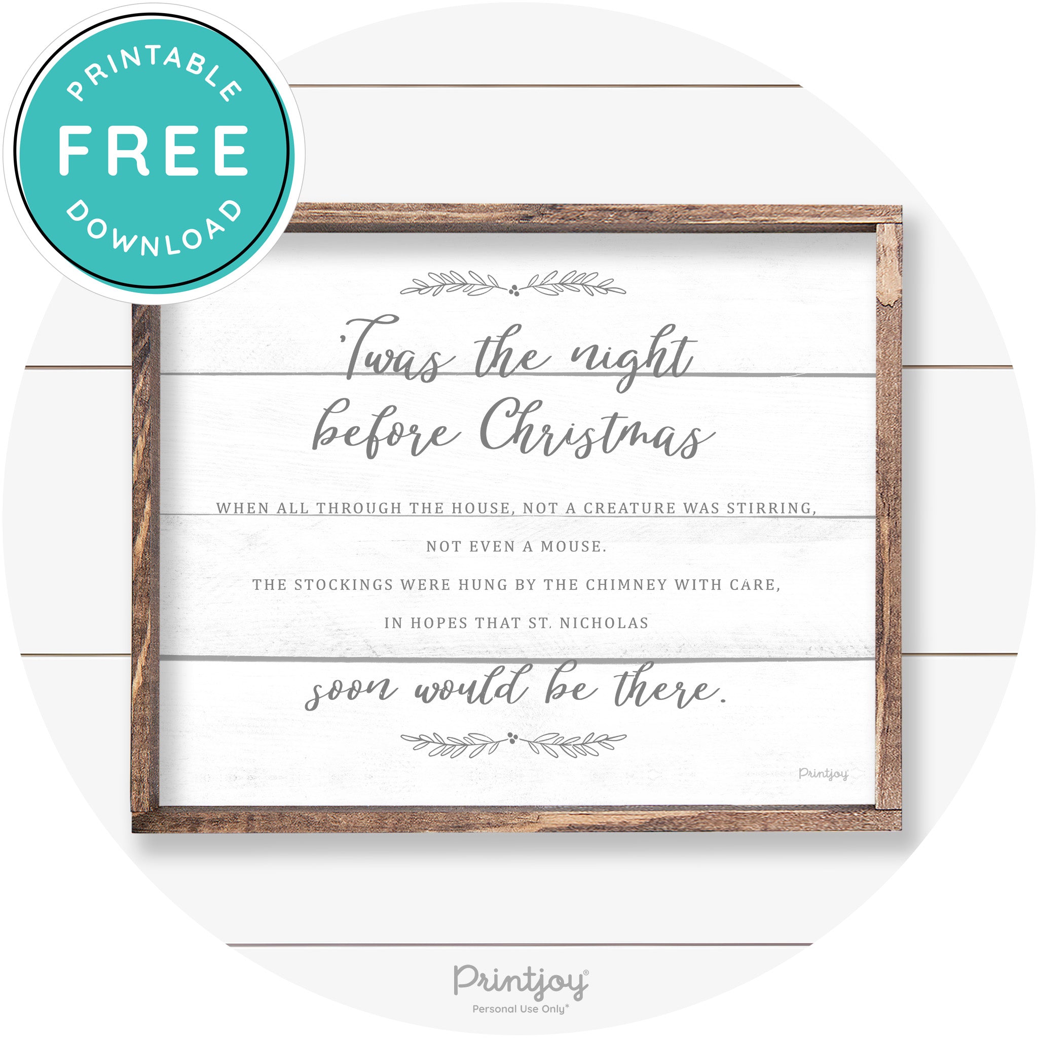 'Twas The Night Before Christmas Farmhouse Wall Art Free Printable