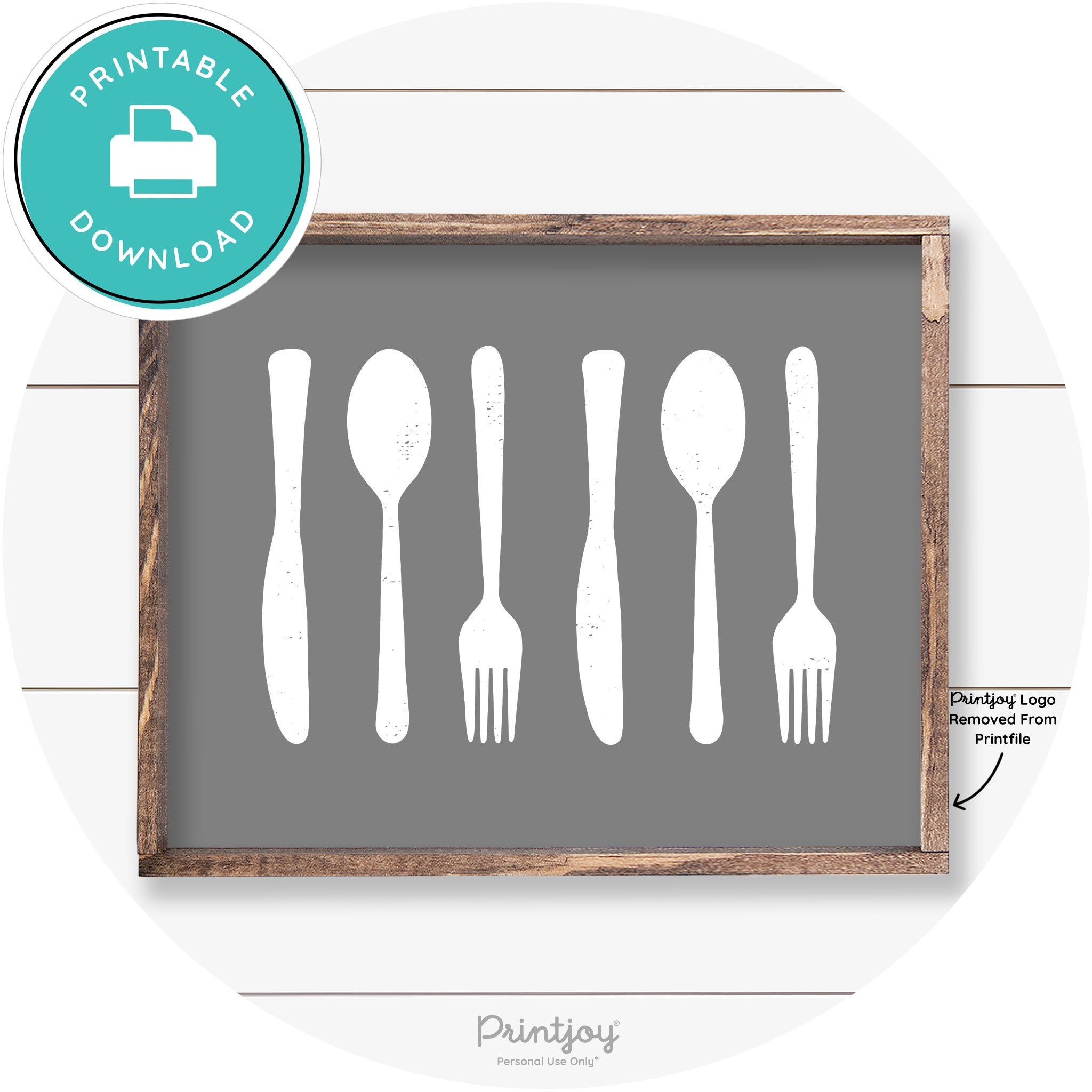 Fork Spoon Knife Pattern Farmhouse Kitchen Wall Art Free Printable