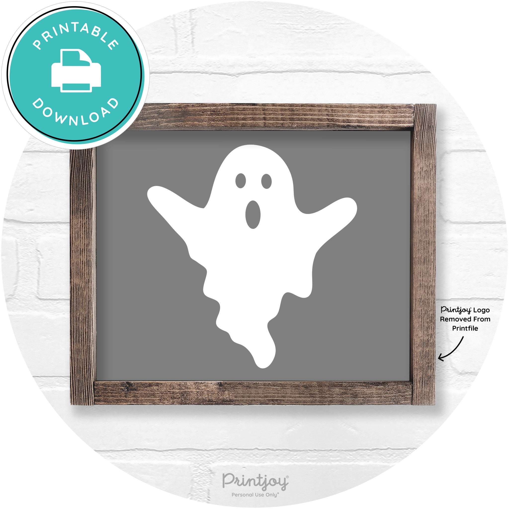 Halloween Cute Ghost Rustic Farmhouse Wall Art Free Printable
