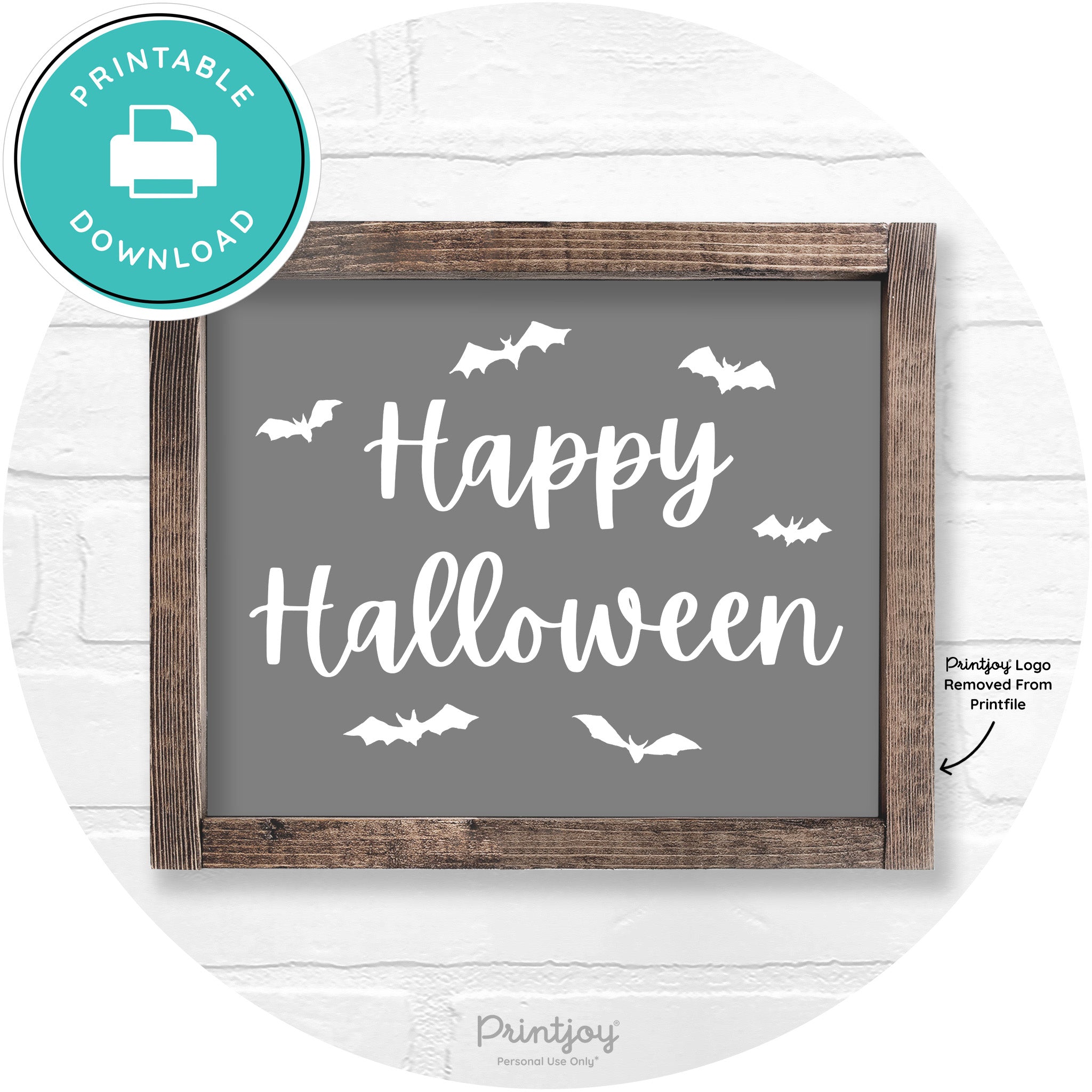 Happy Halloween Bats Rustic Farmhouse Wall Art Printable